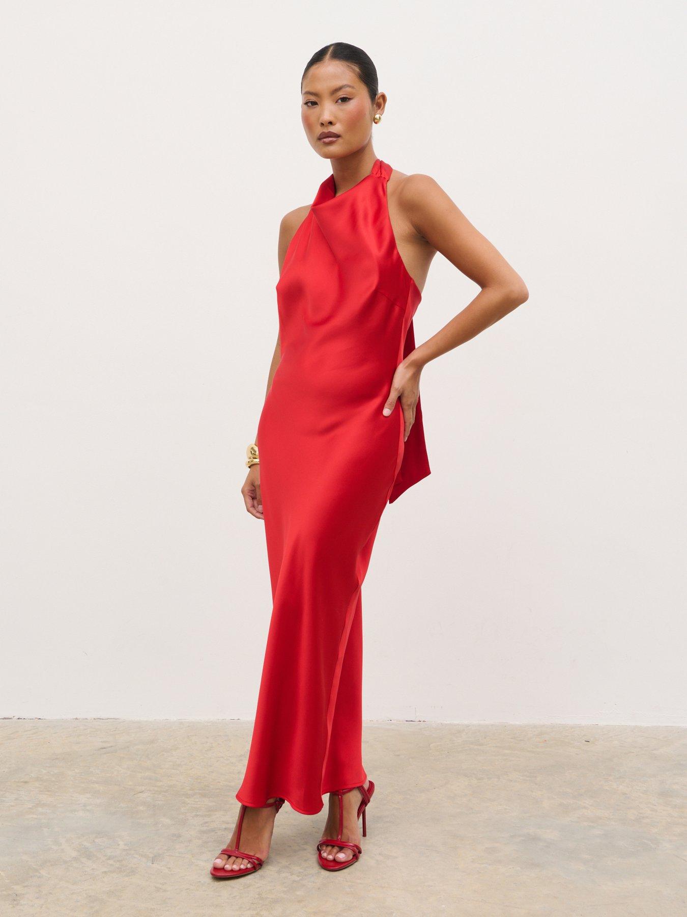 Pretty Lavish Edita Cowl Midaxi Dress - Red