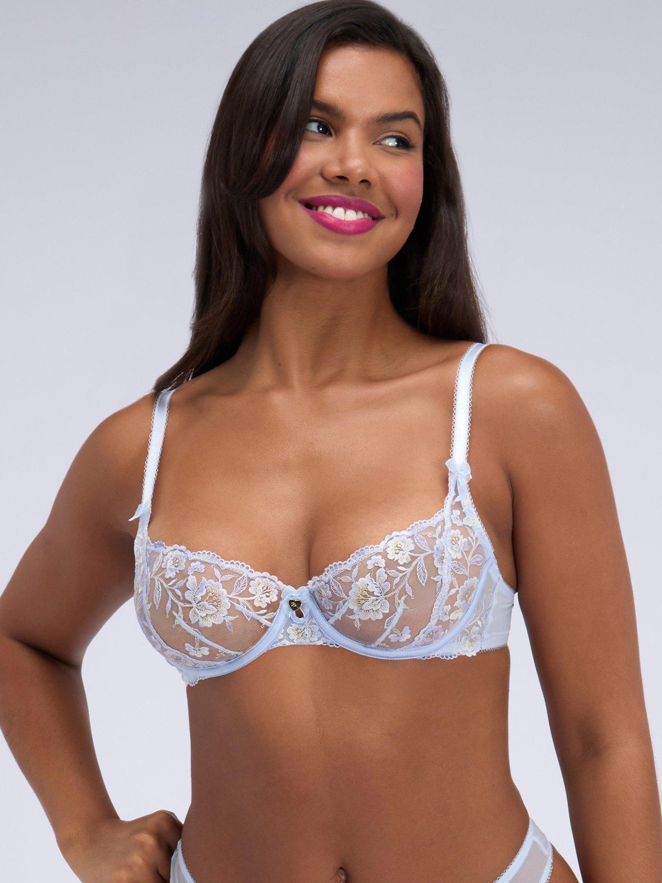 Boux Avenue Opal Embroidered Balconette Bra - Powder Blue