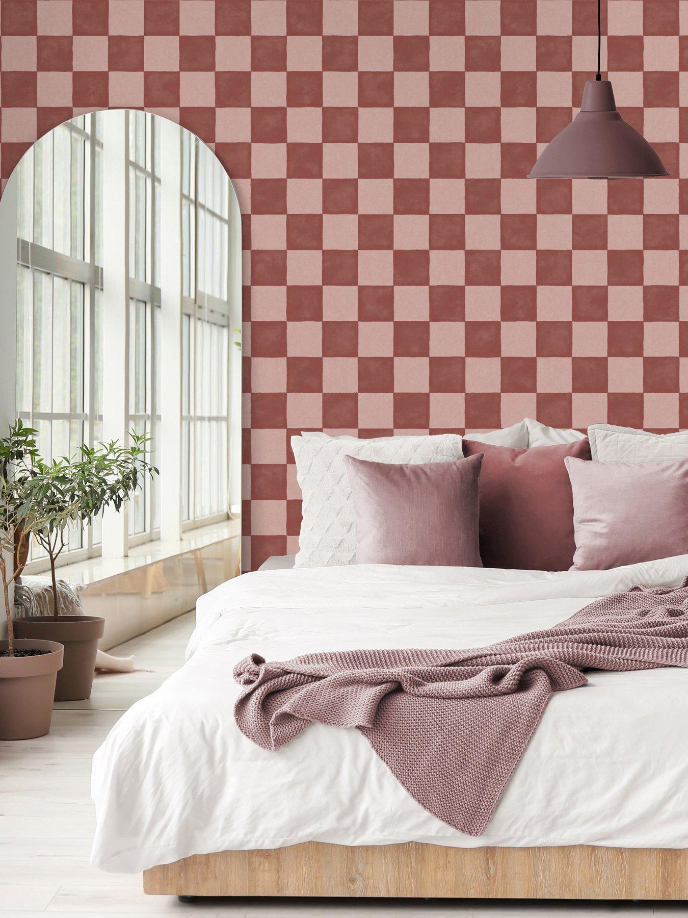 The Very Collection Checker Square- Deep Clay Wallpaper