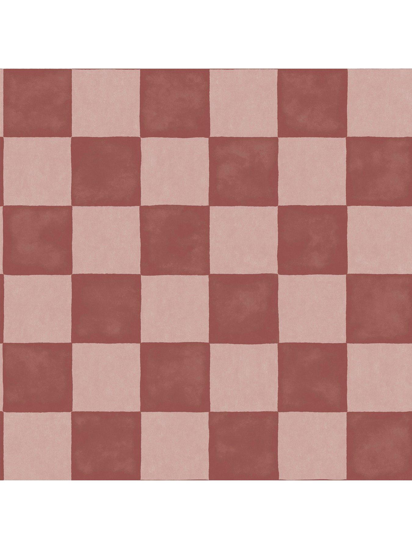Image 3 of 3 of The Very Collection Checker Square- Deep Clay Wallpaper