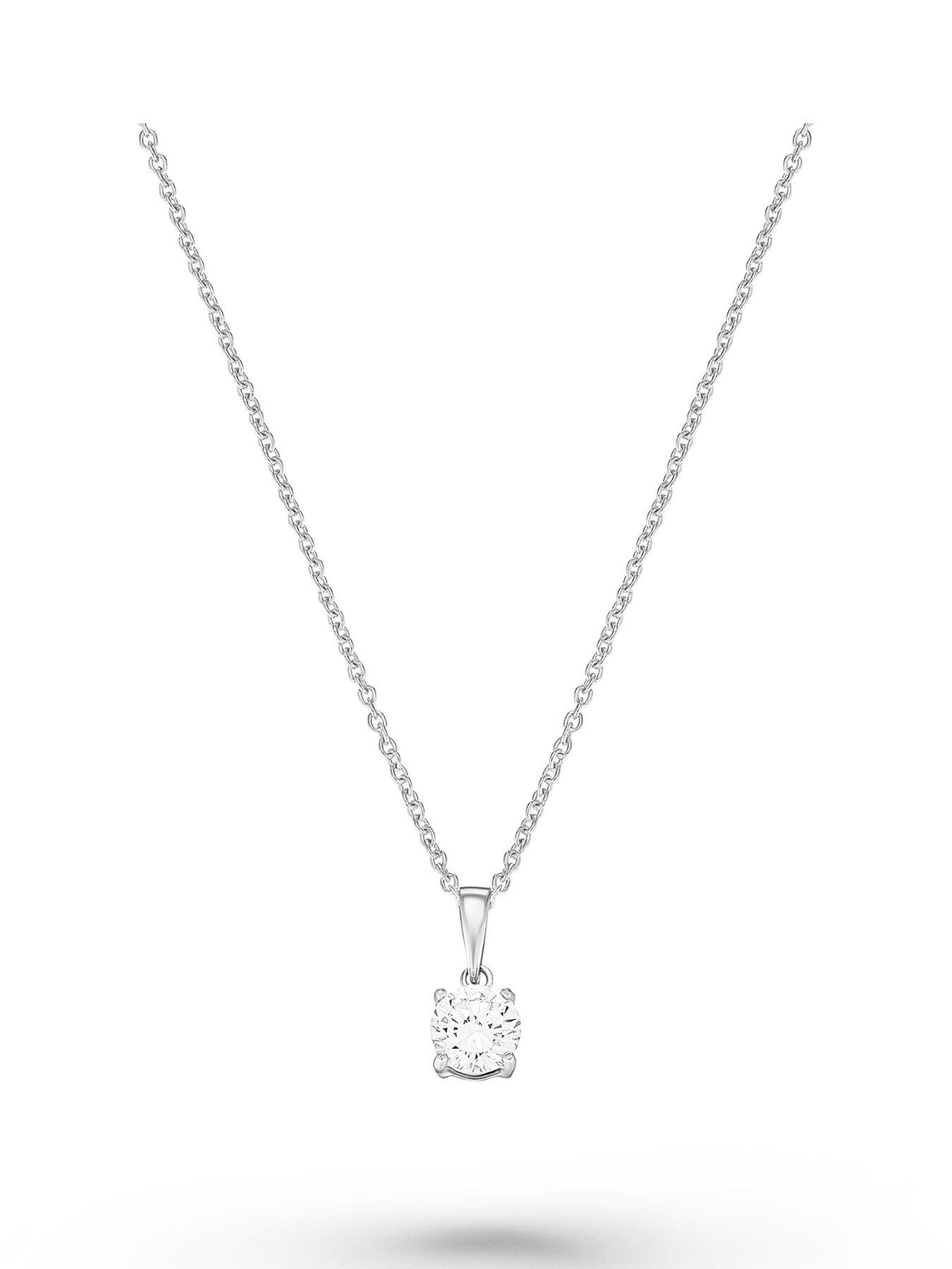Beaverbrooks Silver Cubic Zirconia Solitaire Pendant