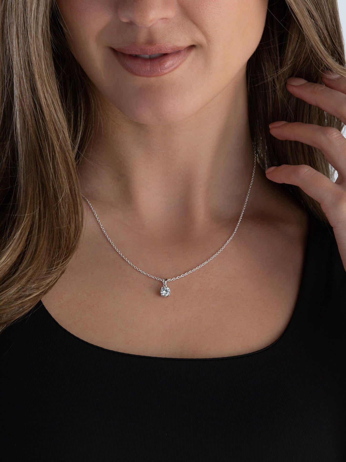  image of beaverbrooks-silver-cubic-zirconia-solitaire-pendant
