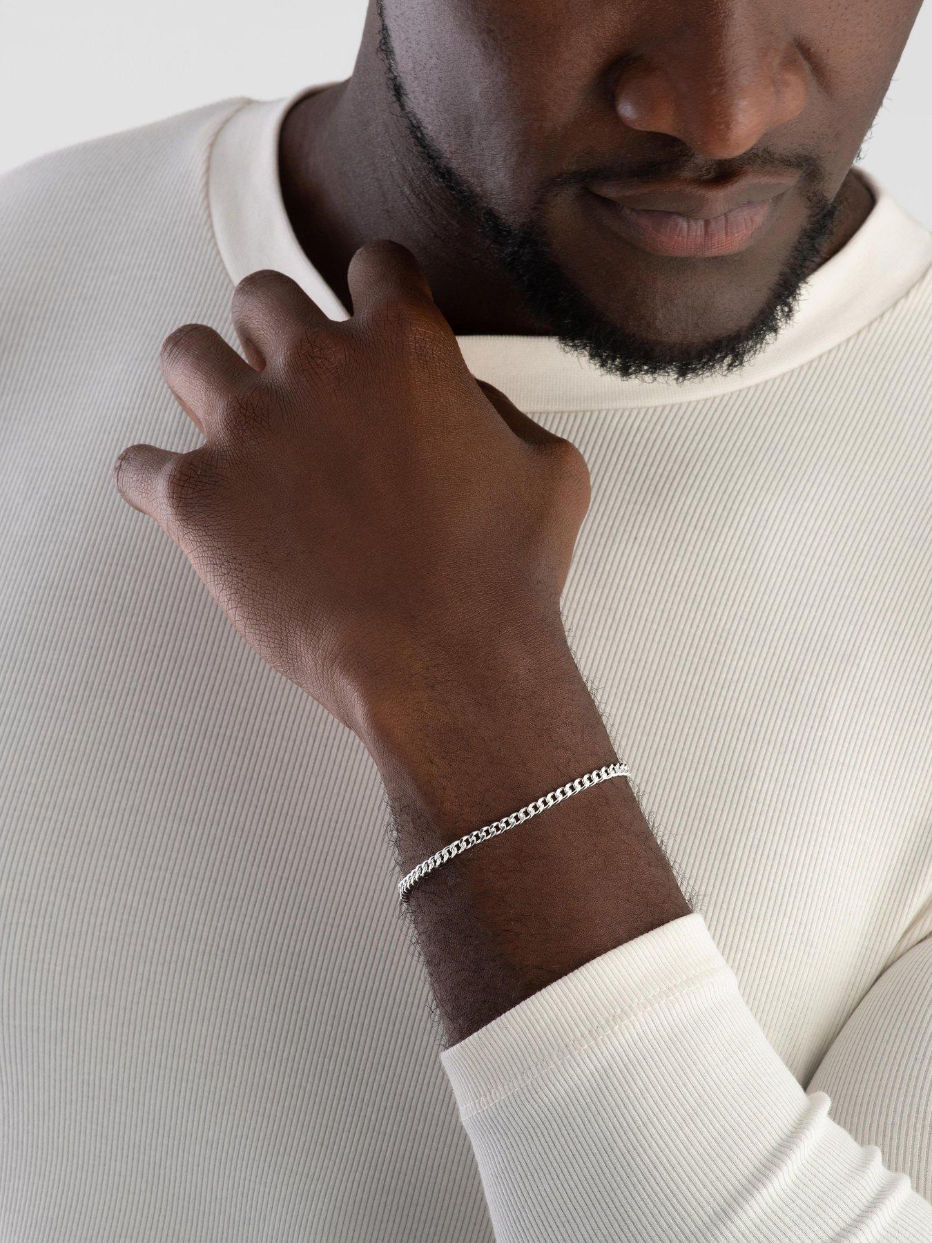  image of beaverbrooks-silver-curb-mens-bracelet