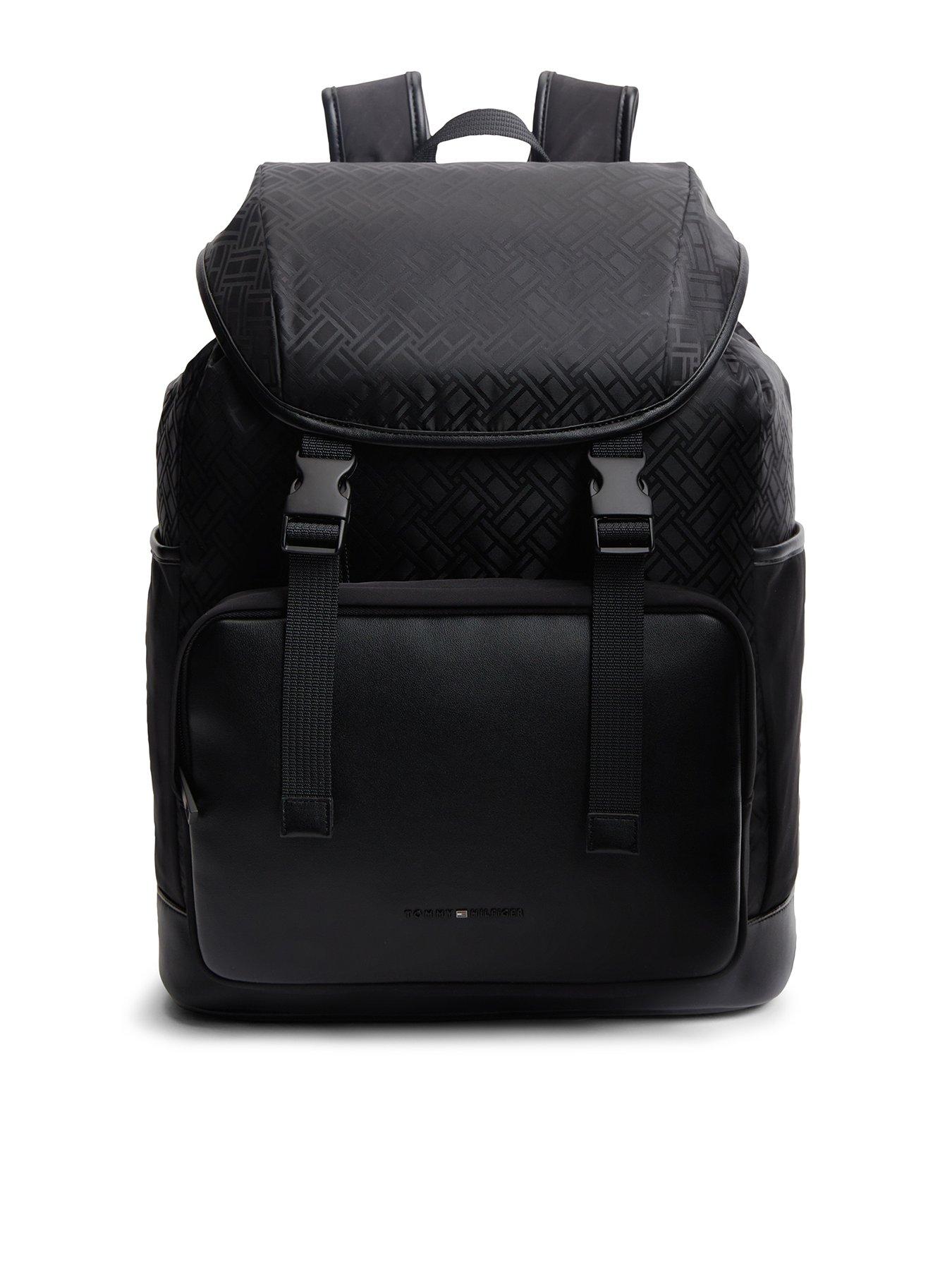 Image 1 of 5 of Tommy Hilfiger Nylon Jacquard Flap Backpack - Black