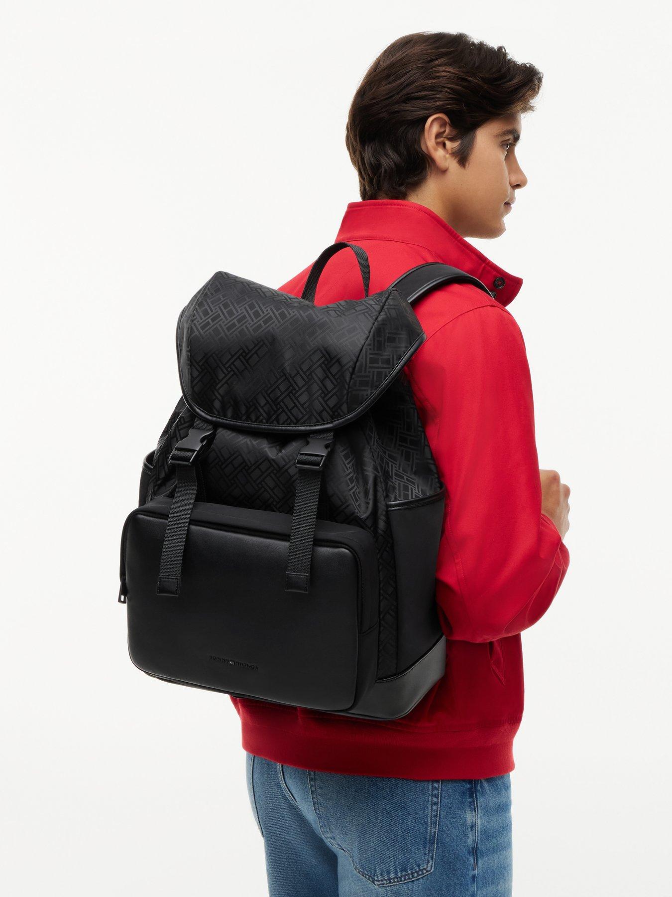 Image 2 of 5 of Tommy Hilfiger Nylon Jacquard Flap Backpack - Black