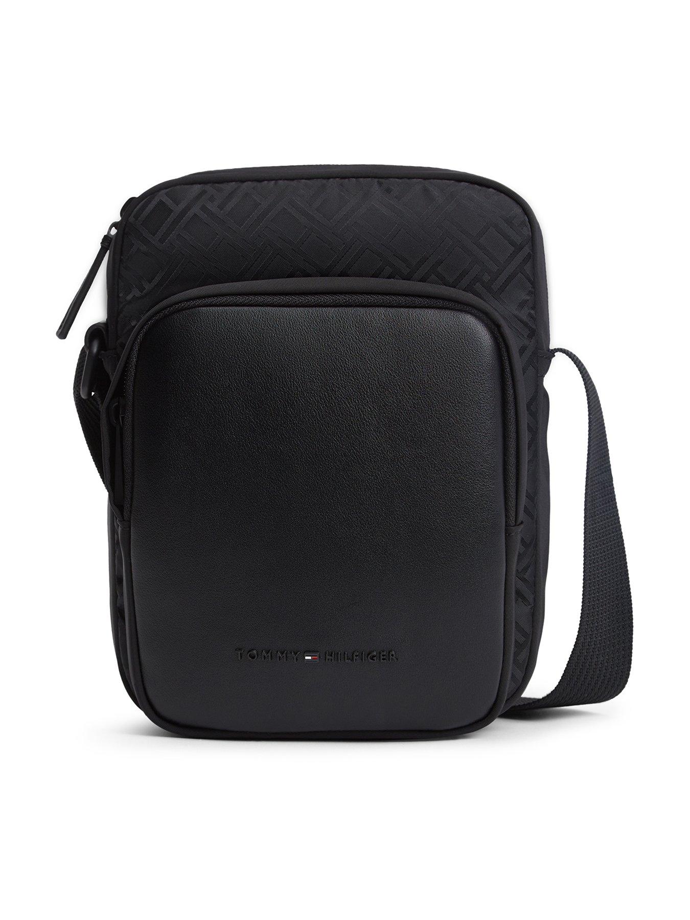 Image 1 of 5 of Tommy Hilfiger Nylon Jacquard Mini Reporter Bag - Black
