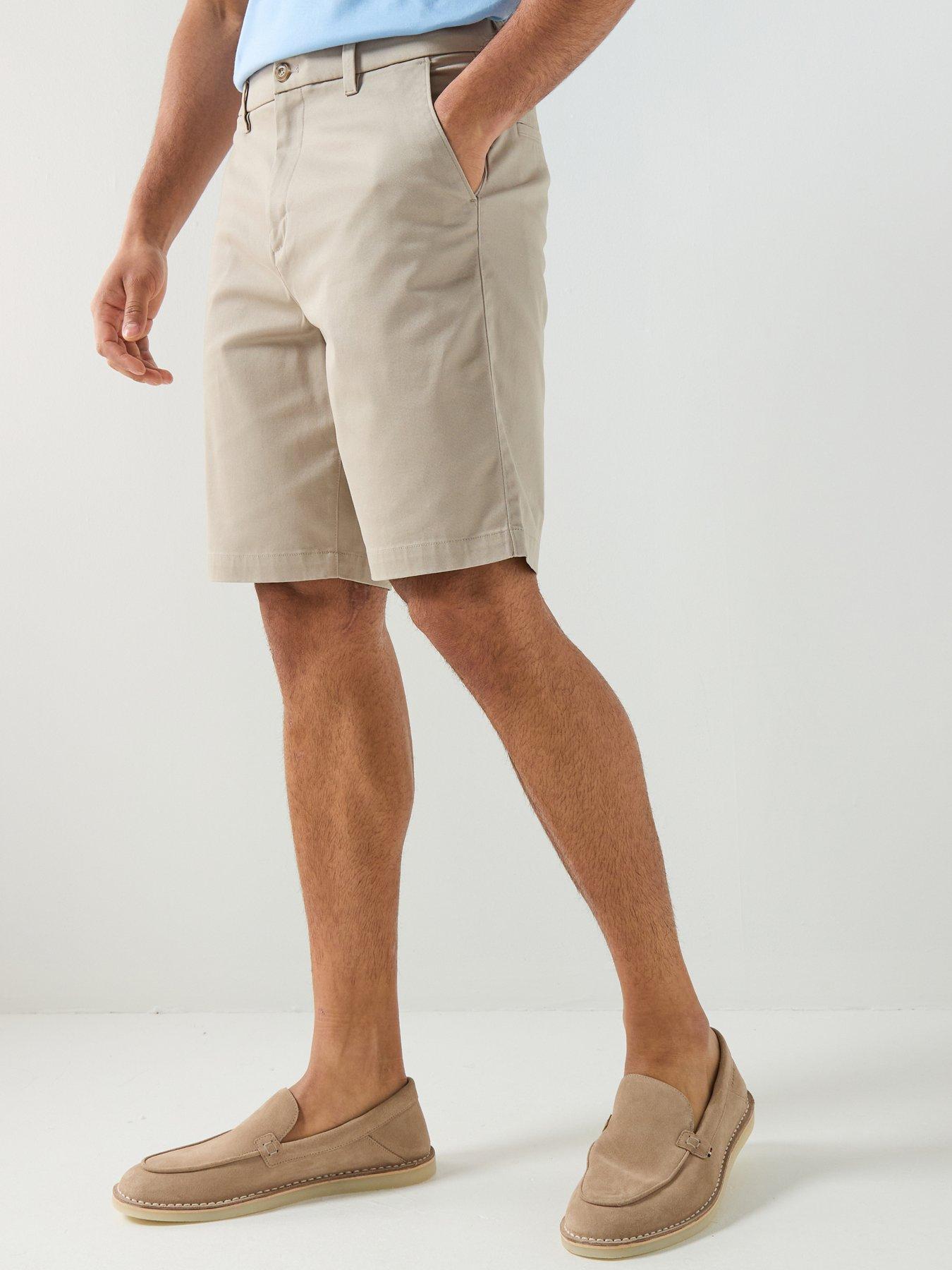 Calvin Klein Straight Fit Refined Cotton Stretch Chino Shorts - Beige