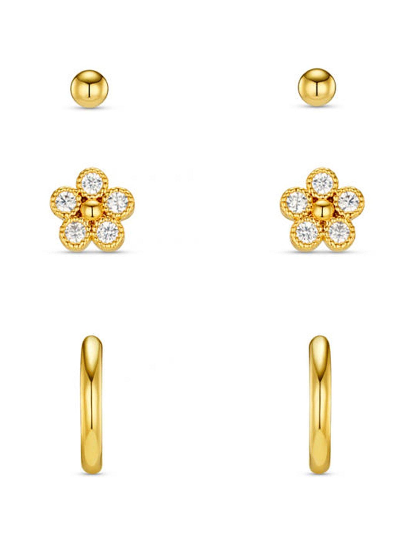 Image 1 of 1 of Orelia Crystal Flower & Micro Hoop Earring Pack