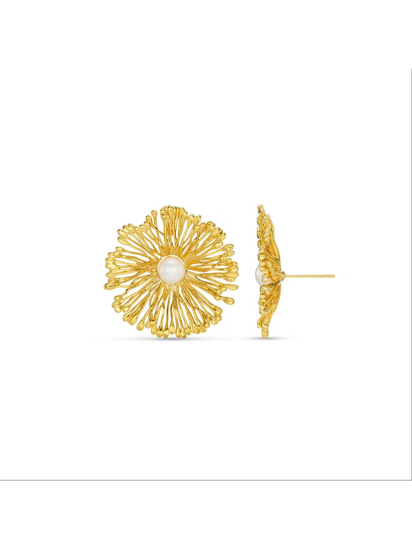  image of orelia-statement-flower-pearl-stud-earring