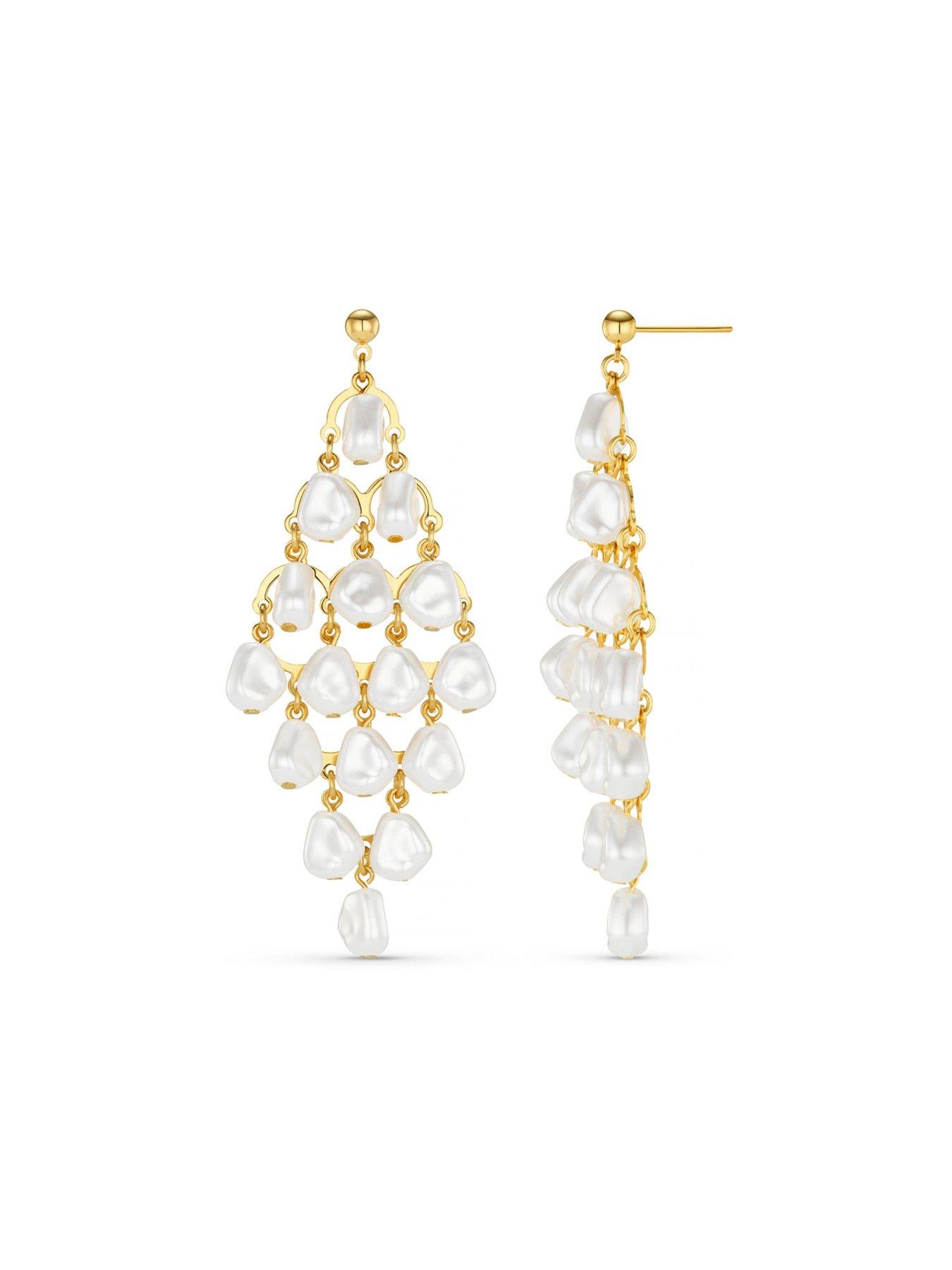  image of orelia-statement-pearl-chandelier-drop-earring