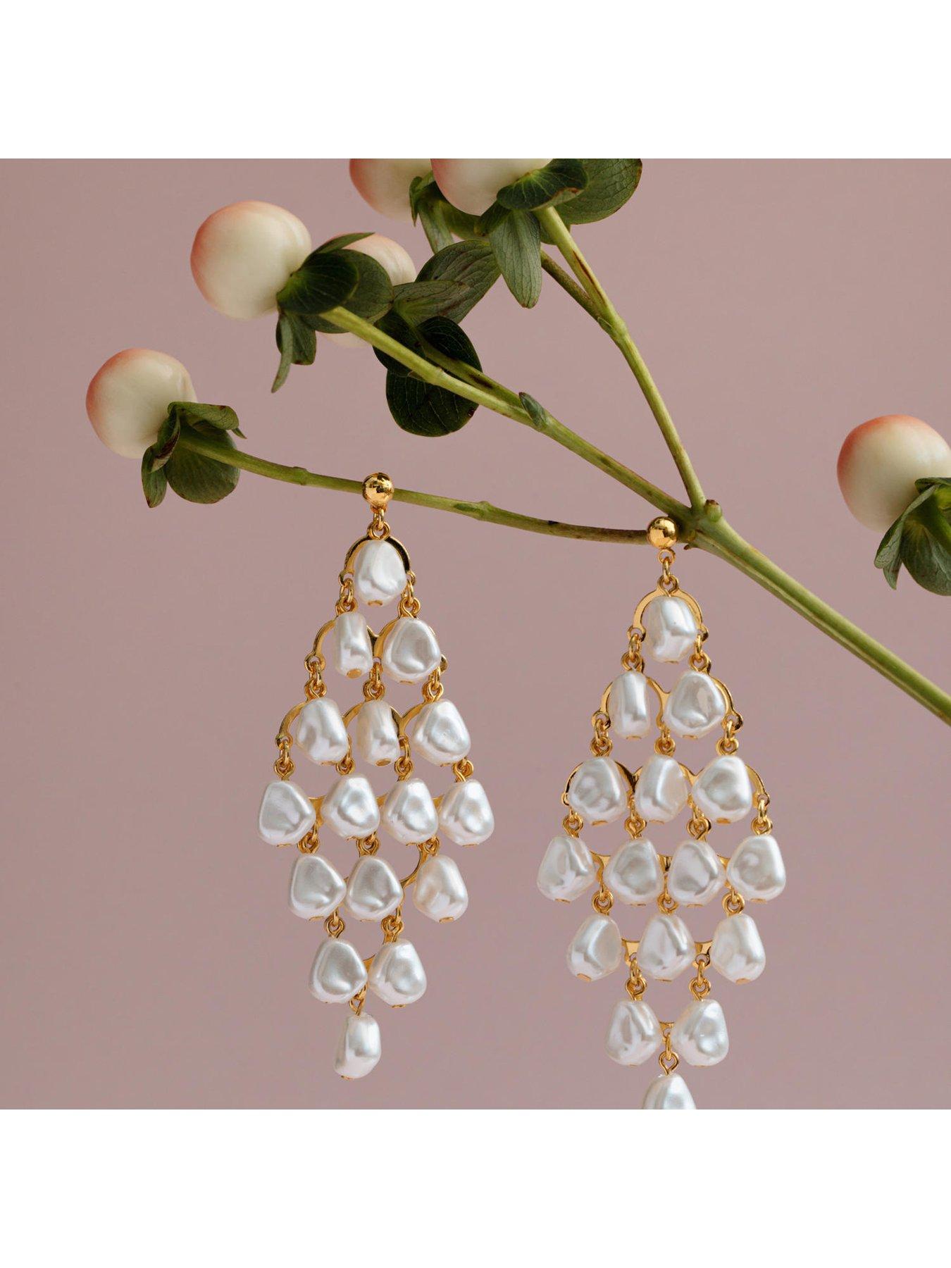  image of orelia-statement-pearl-chandelier-drop-earring