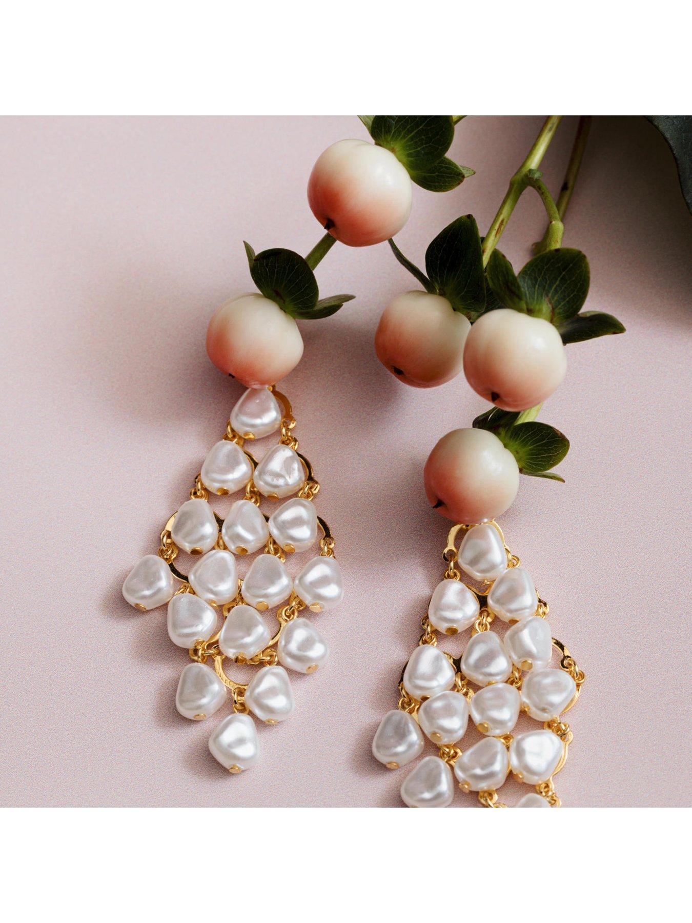  image of orelia-statement-pearl-chandelier-drop-earring