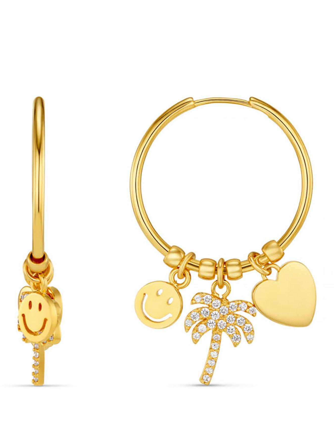  image of orelia-eclectic-mixed-charm-hoop-earrings