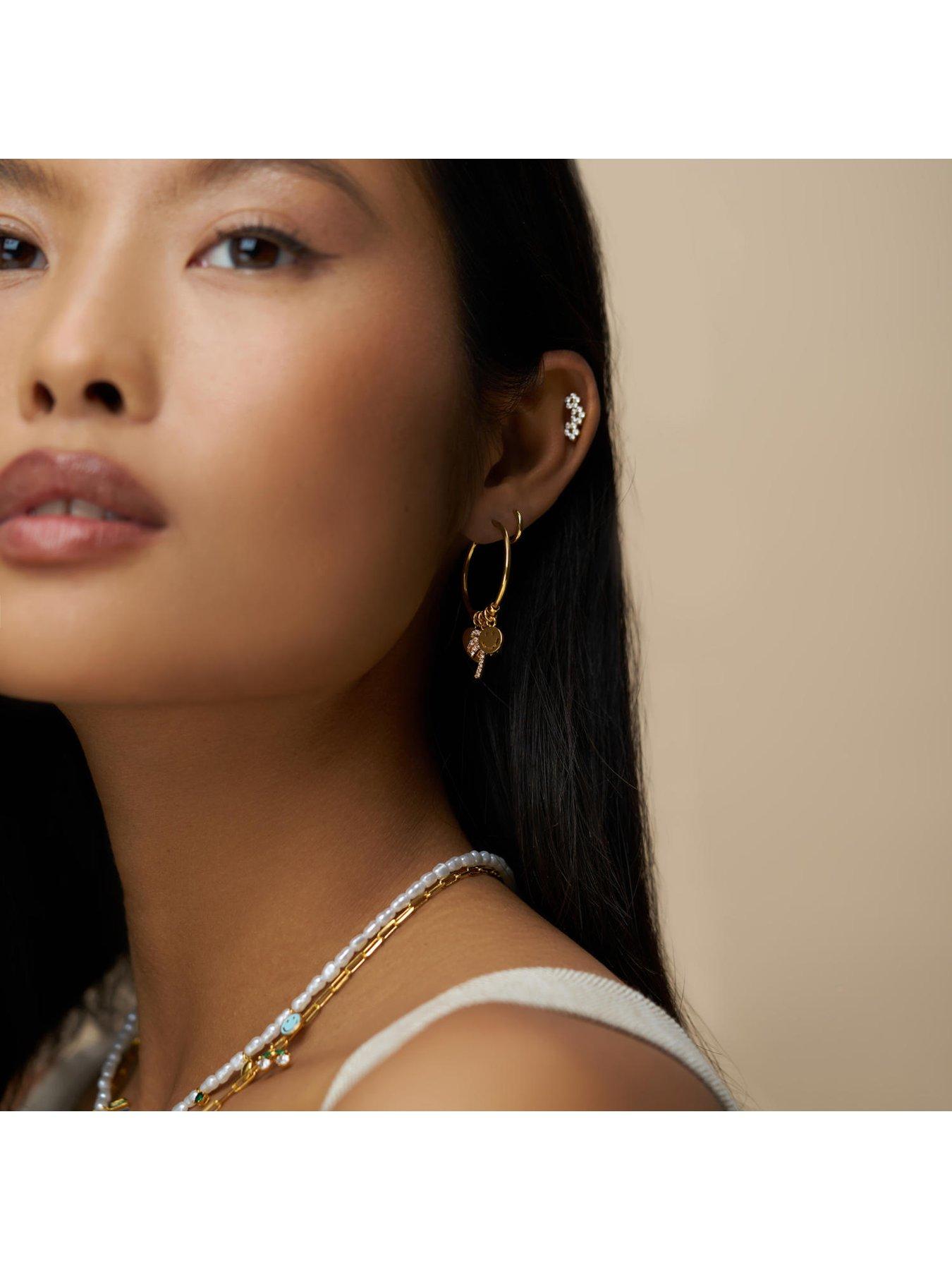  image of orelia-eclectic-mixed-charm-hoop-earrings