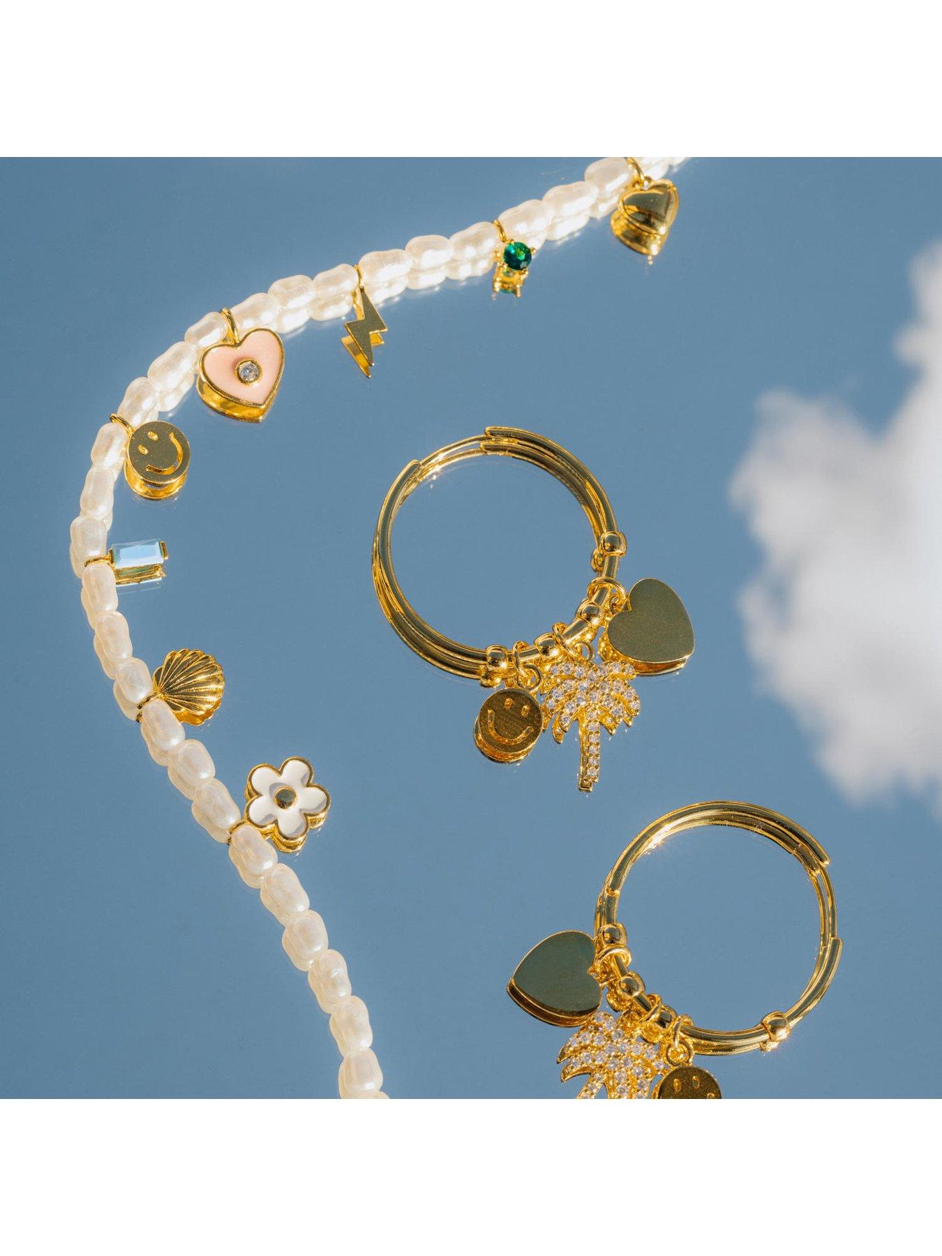  image of orelia-eclectic-mixed-charm-hoop-earrings