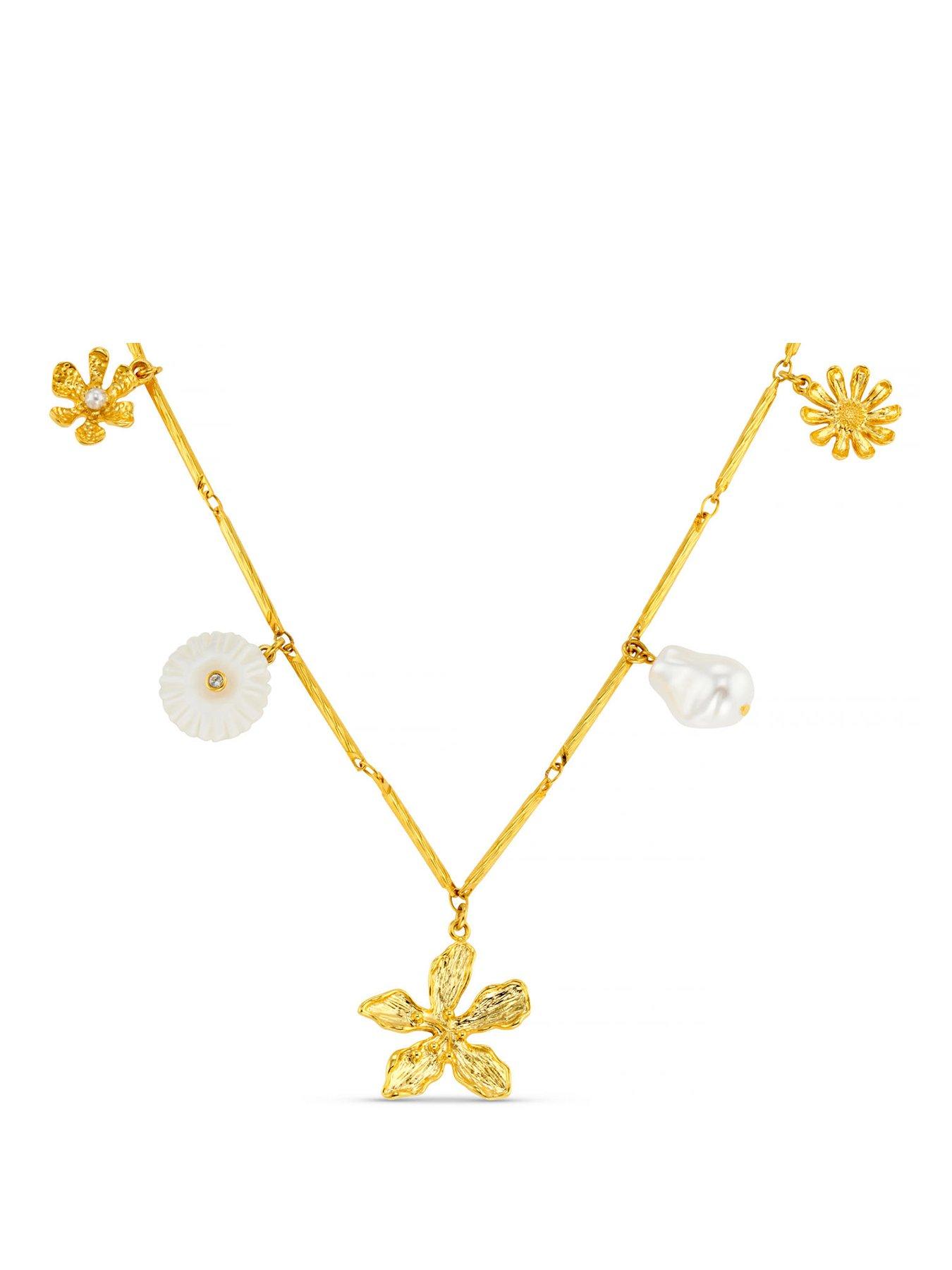 front image of orelia-statement-flower-pearl-necklace