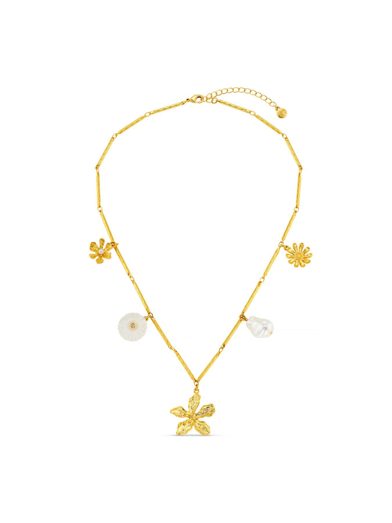 stillFront image of orelia-statement-flower-pearl-necklace