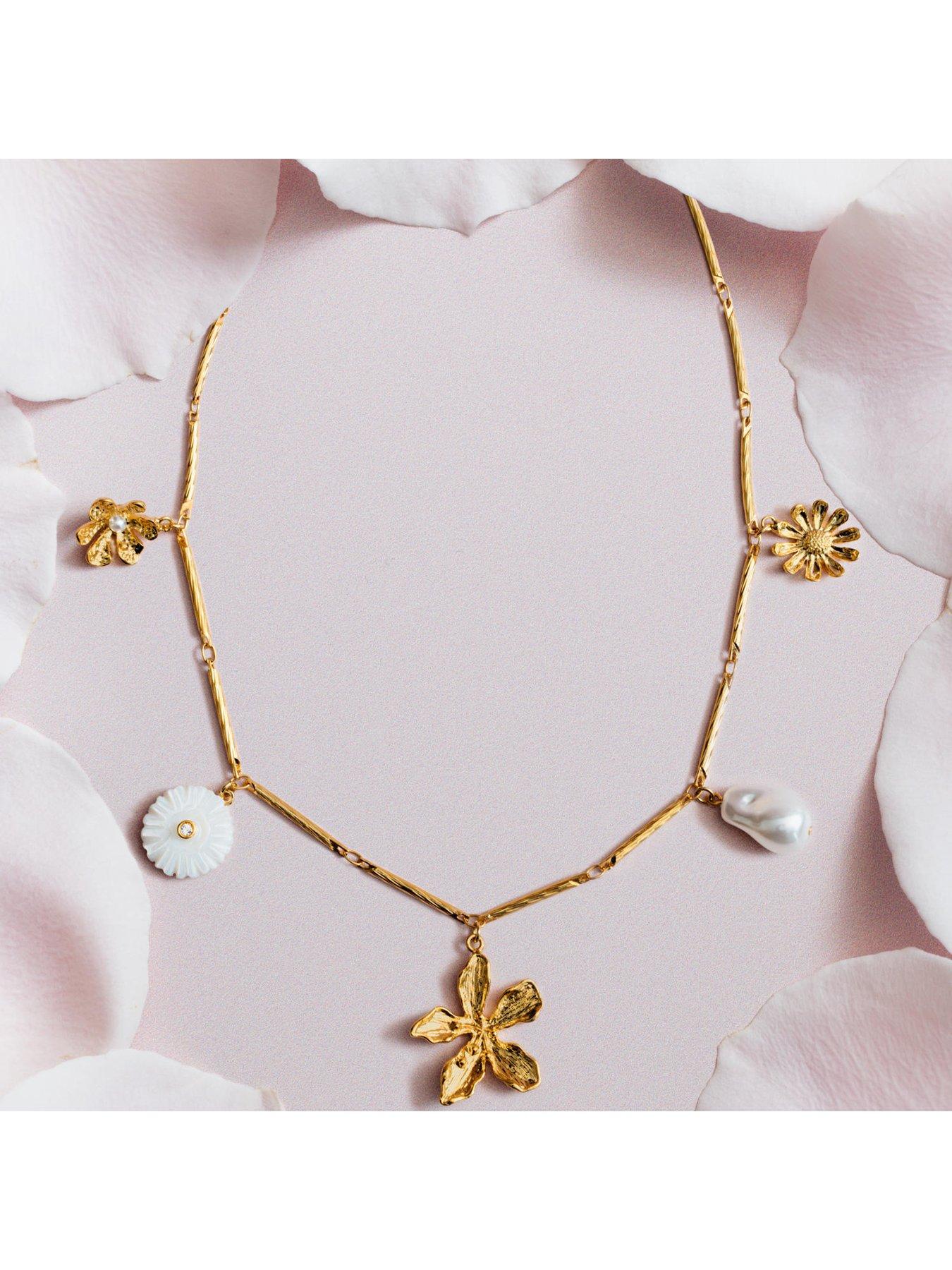  image of orelia-statement-flower-pearl-necklace