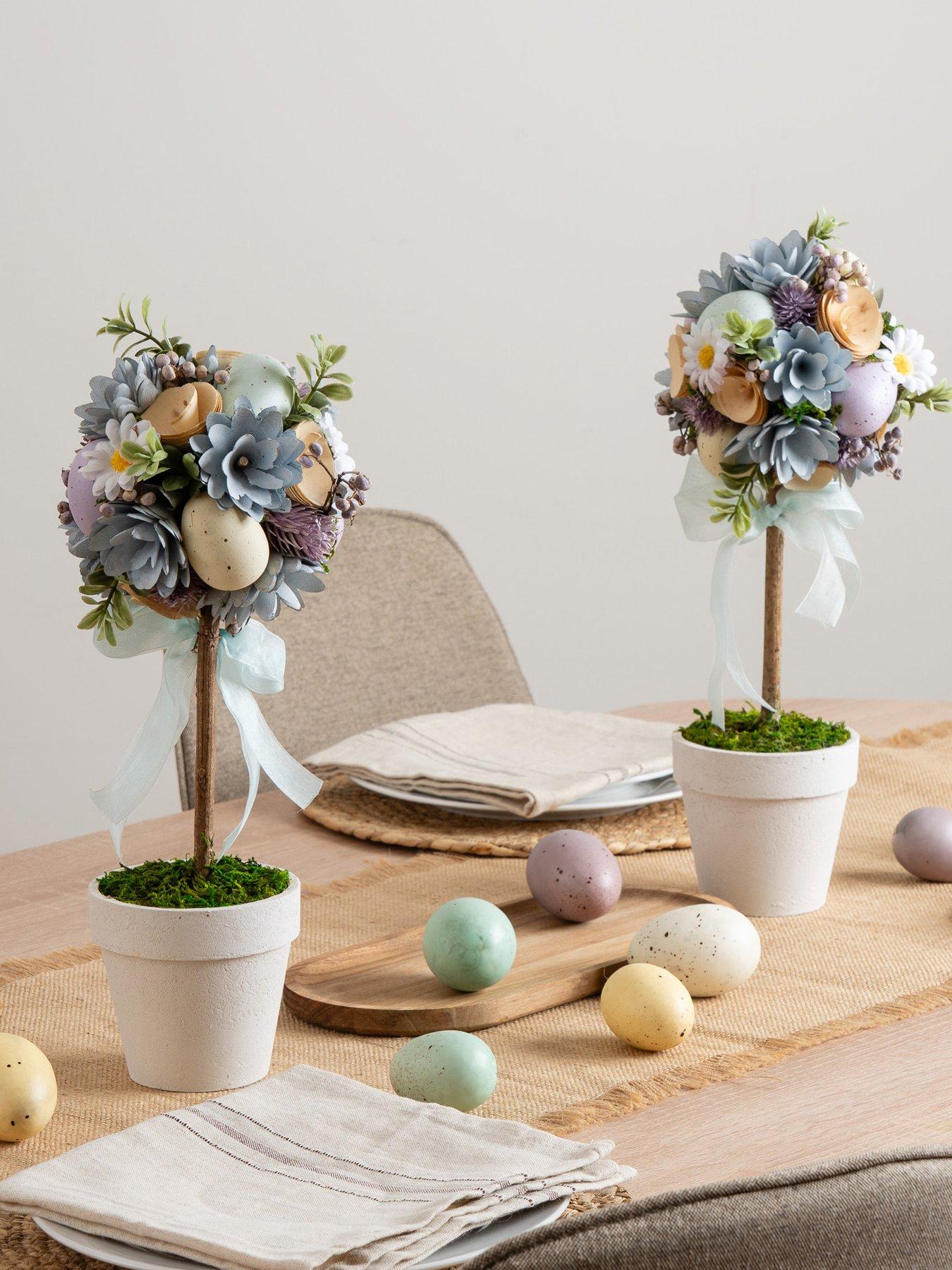 Image 1 of 3 of Scottish Everlastings Set Of 2 Easter Topiary Trees