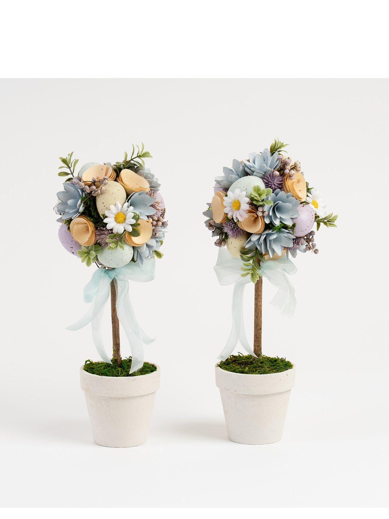 Image 2 of 3 of Scottish Everlastings Set Of 2 Easter Topiary Trees