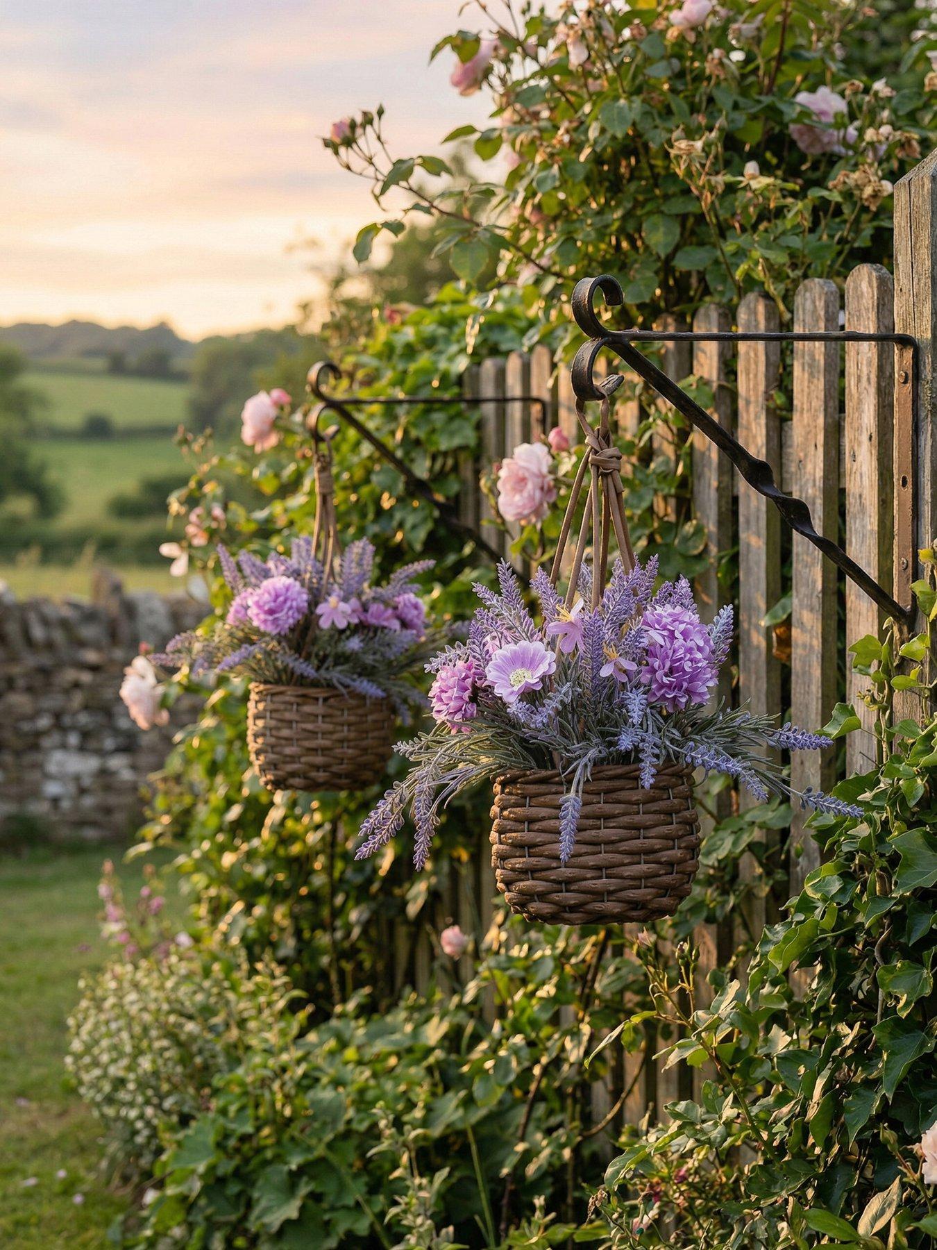 Image 1 of 3 of Scottish Everlasting Set Of 2 Lilac Hanging Baskets