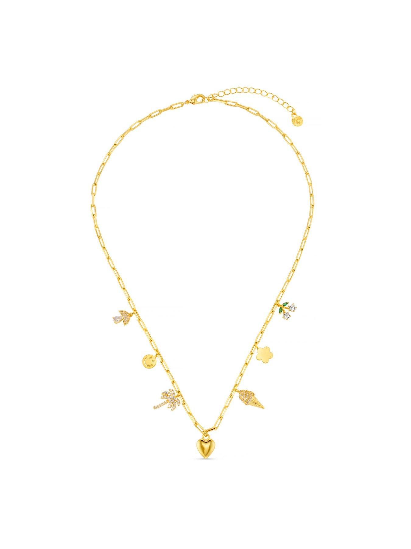 stillFront image of orelia-mixed-eclectic-pave-charm-necklace