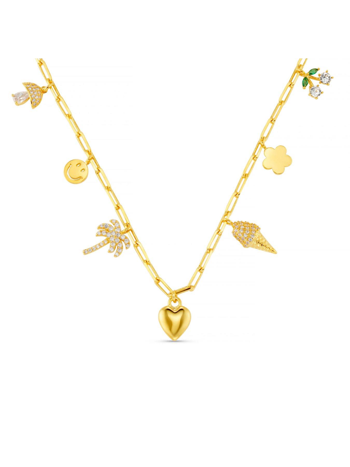  image of orelia-mixed-eclectic-pave-charm-necklace