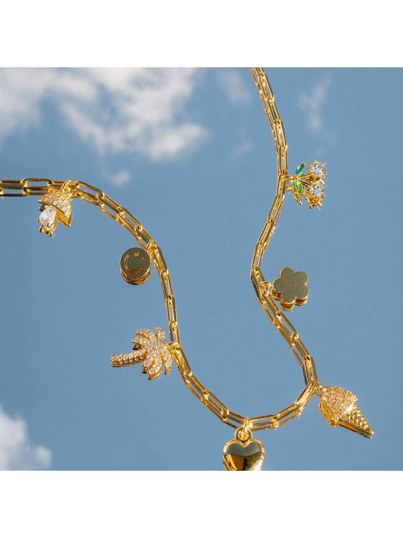  image of orelia-mixed-eclectic-pave-charm-necklace