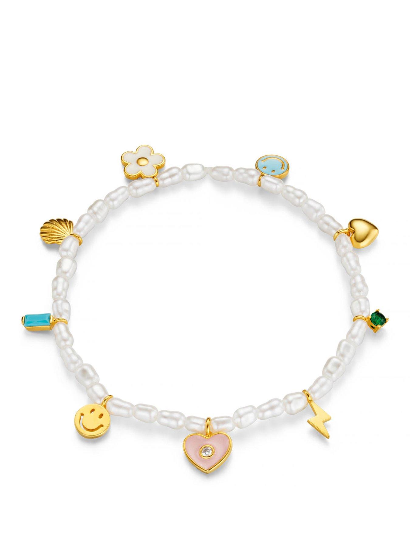 front image of orelia-pearl-enamel-eclectic-charm-bracelet