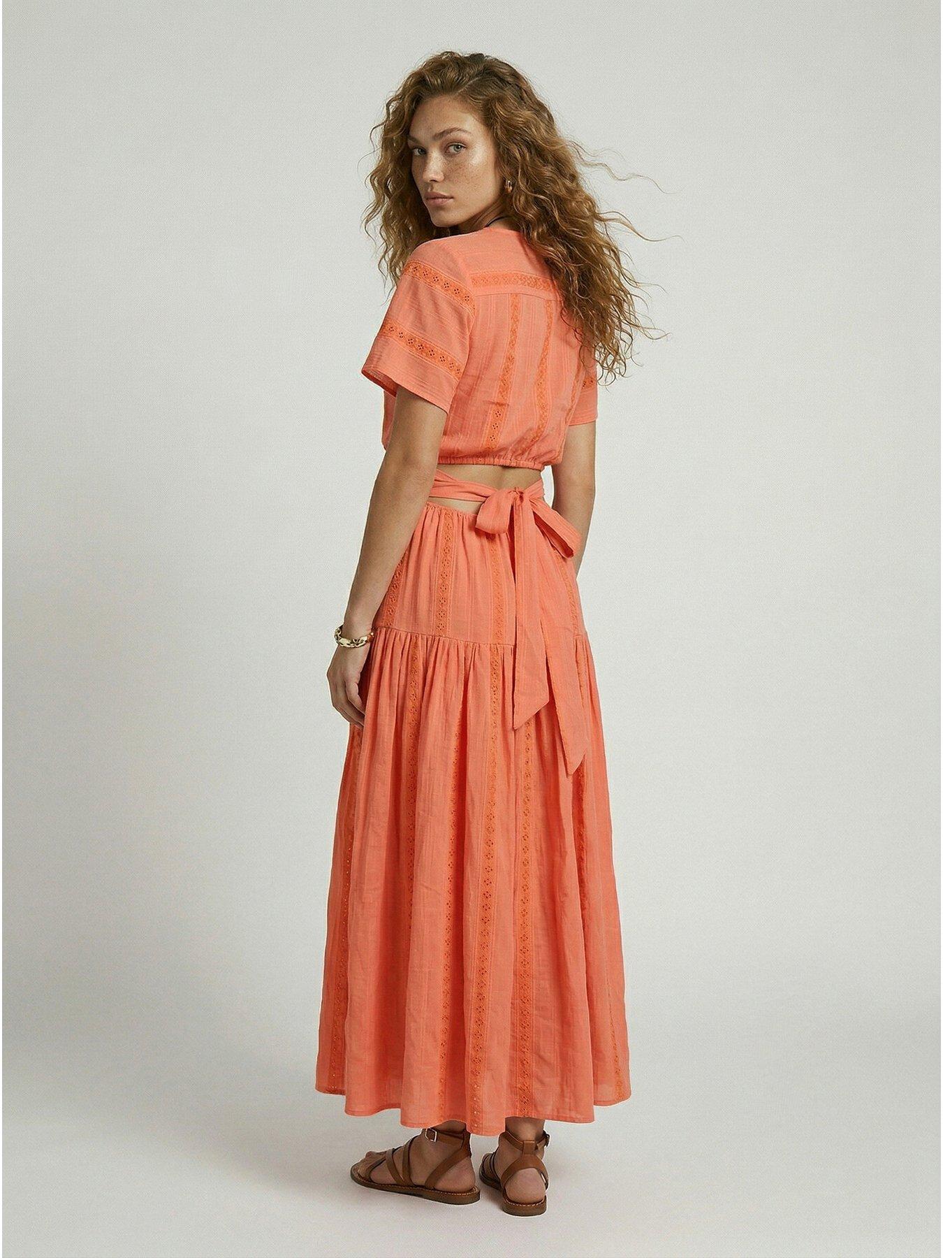 Image 2 of 4 of Raffya Candice Flutter Sleeve Maxi Dress In Orange