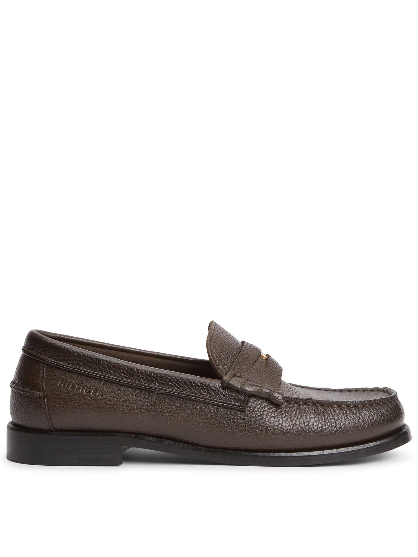 Tommy Hilfiger Tumble Leather Penny Loafers - Brown