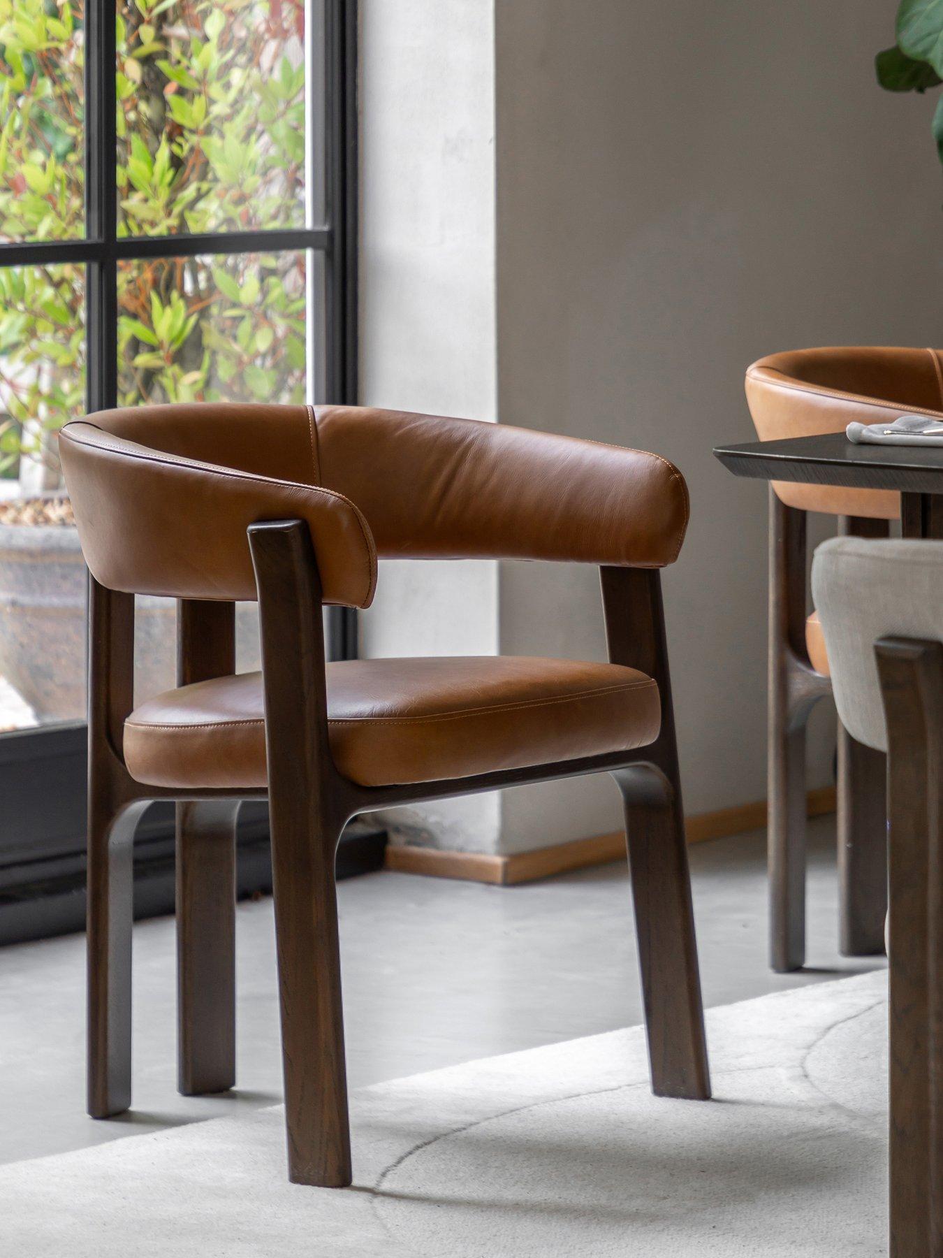  image of gallery-direct-onda-brown-leather-dining-chair