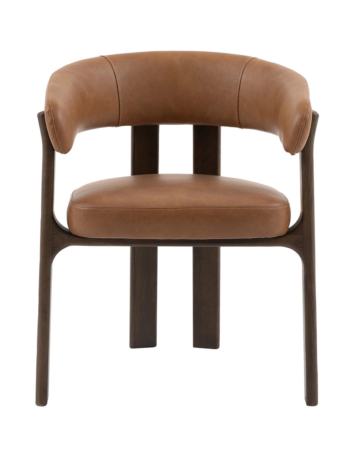  image of gallery-direct-onda-brown-leather-dining-chair