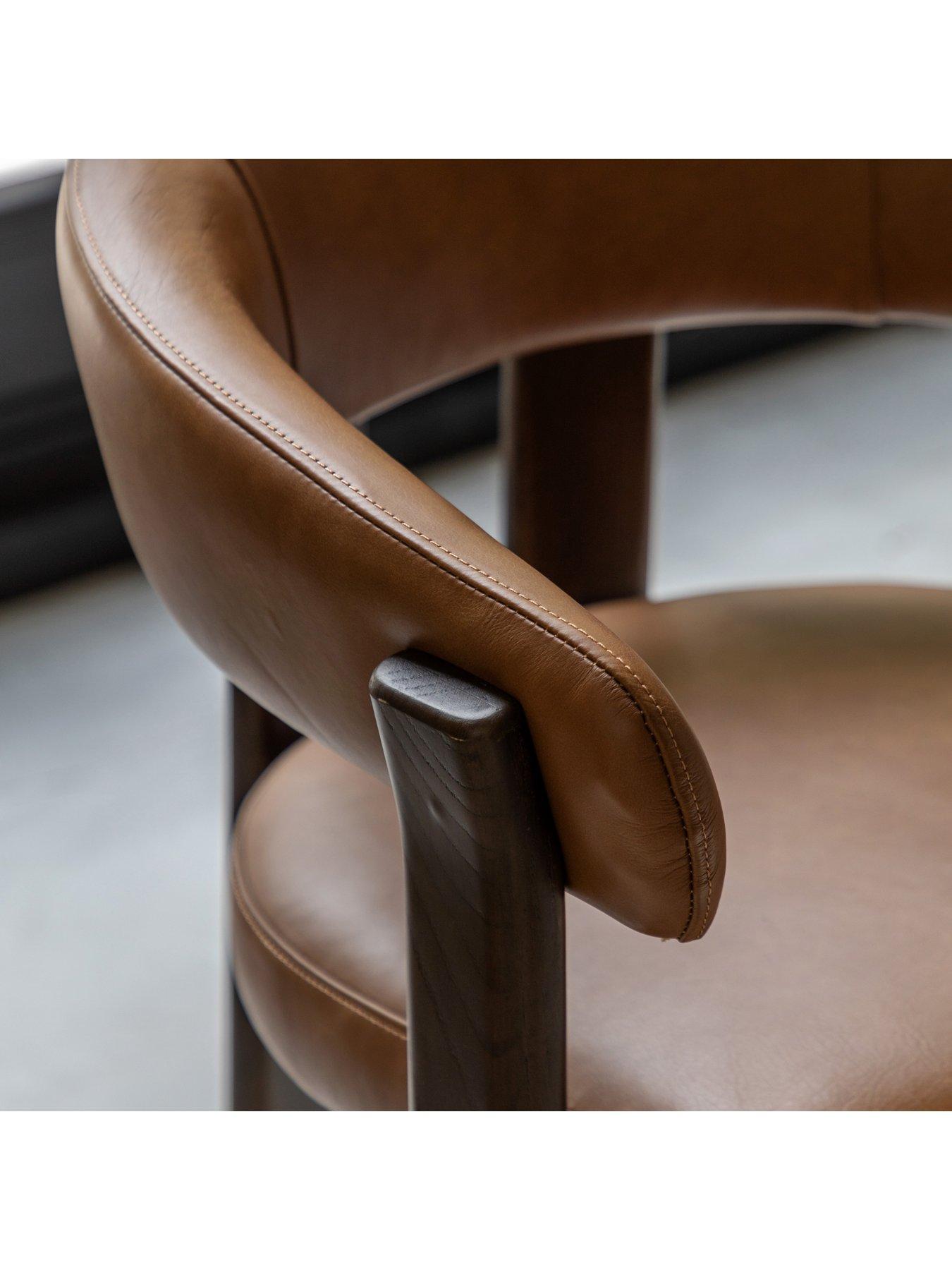  image of gallery-direct-onda-brown-leather-dining-chair