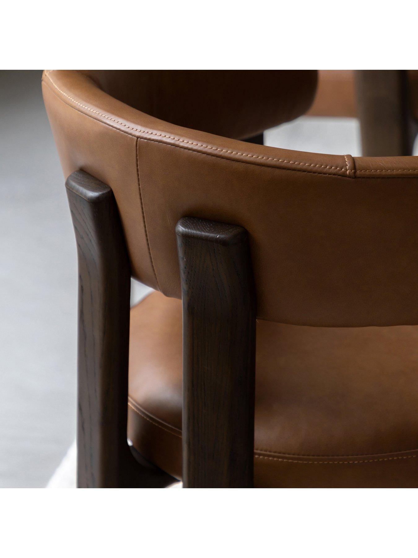  image of gallery-direct-onda-brown-leather-dining-chair