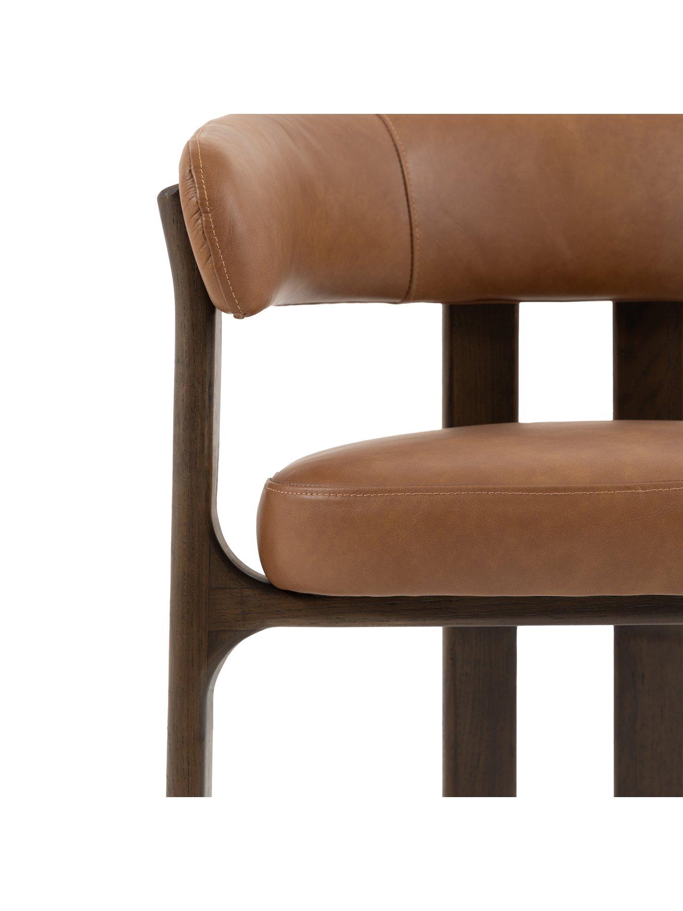  image of gallery-direct-onda-brown-leather-dining-chair