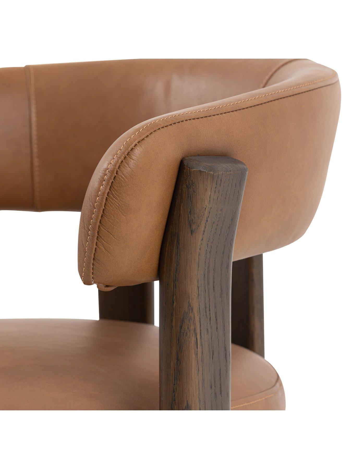  image of gallery-direct-onda-brown-leather-dining-chair