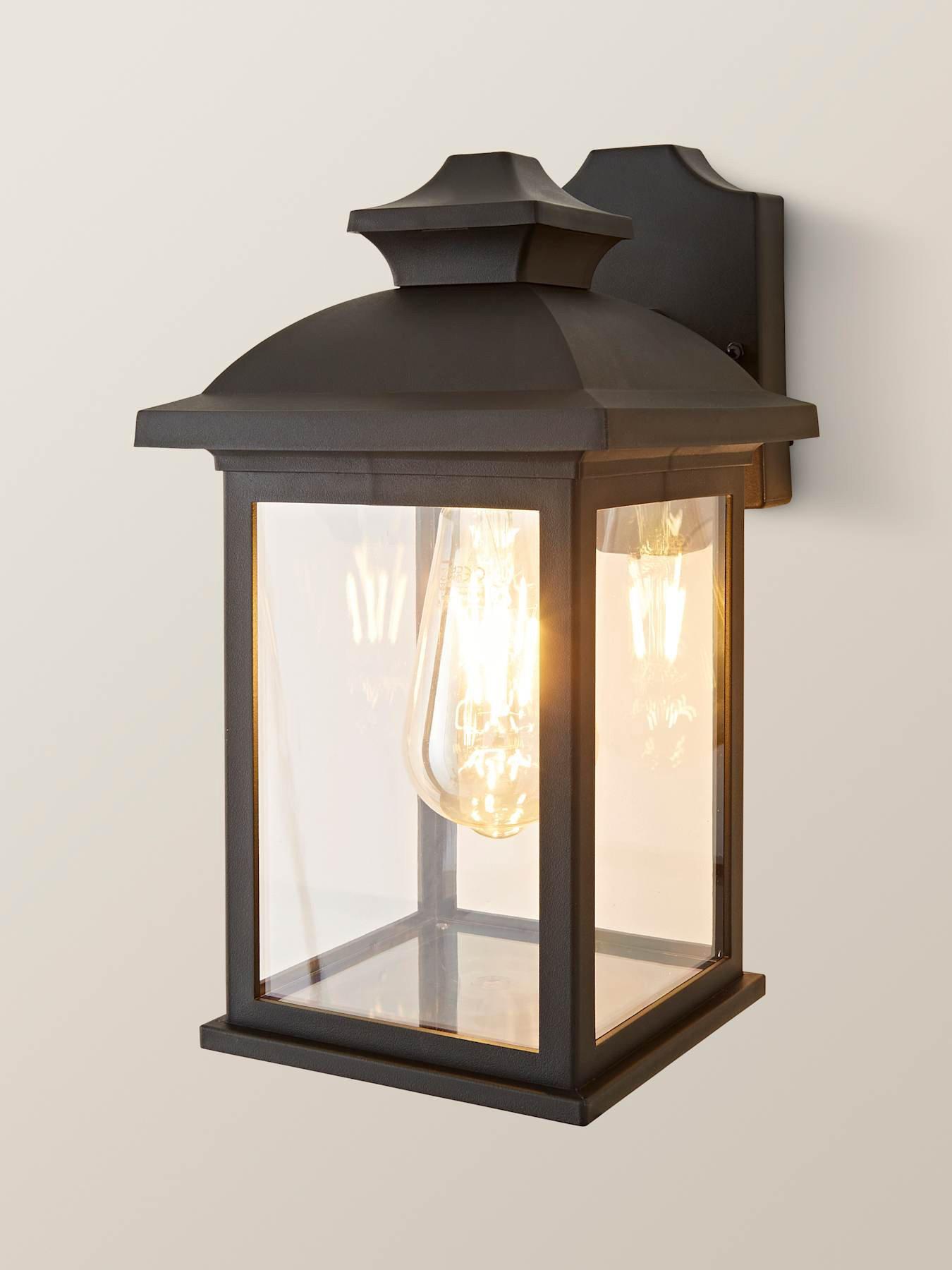 Image 3 of 5 of ValueLights Leo Matte Black Traditional Lantern IP44 Outdoor Wall Light