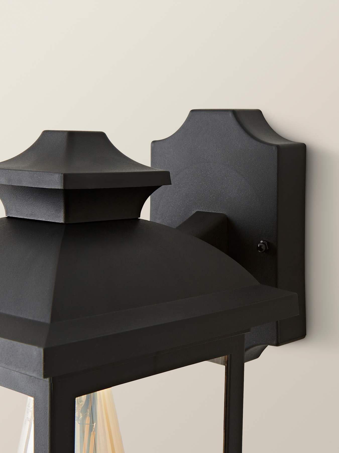 Image 4 of 5 of ValueLights Leo Matte Black Traditional Lantern IP44 Outdoor Wall Light