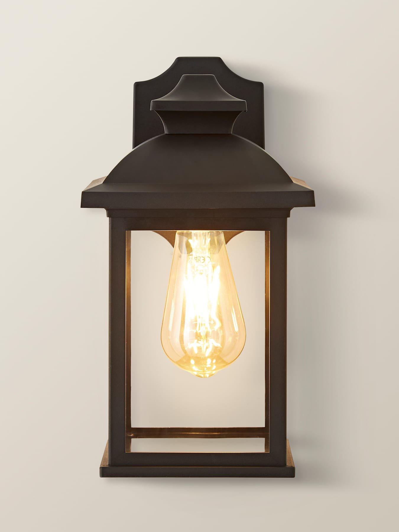 Image 5 of 5 of ValueLights Leo Matte Black Traditional Lantern IP44 Outdoor Wall Light