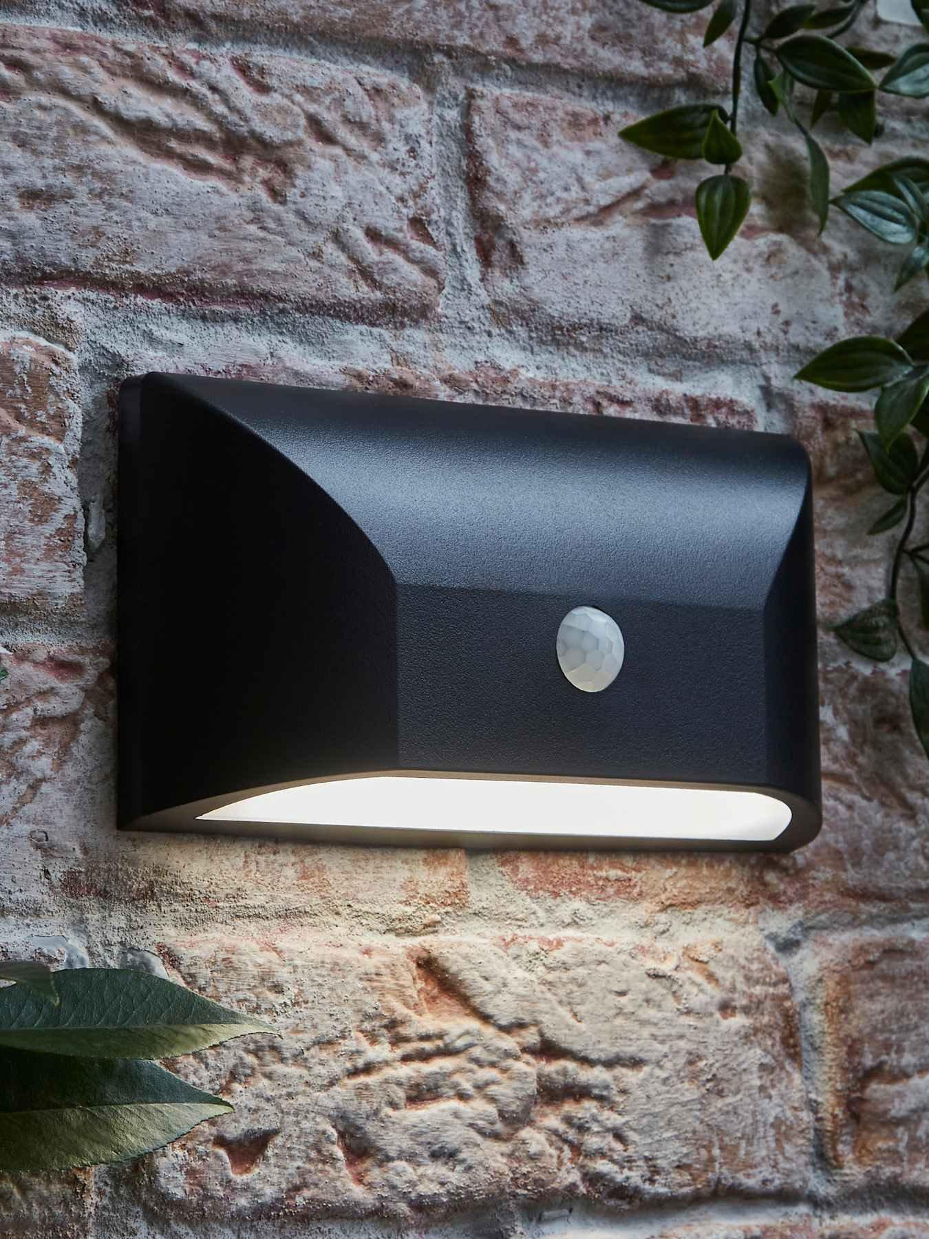 Image 1 of 6 of ValueLights Owen Black Downlight IP65 Integrated LED PIR Motion Sensor Outdoor Wall Light