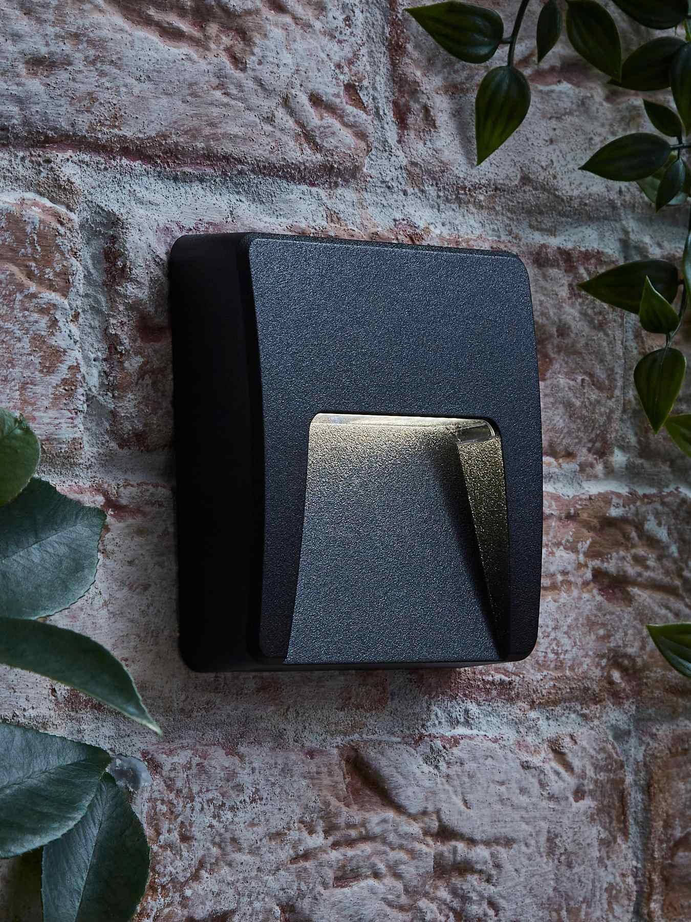  image of valuelights-sam-black-square-ip65-integrated-led-outdoor-wall-light
