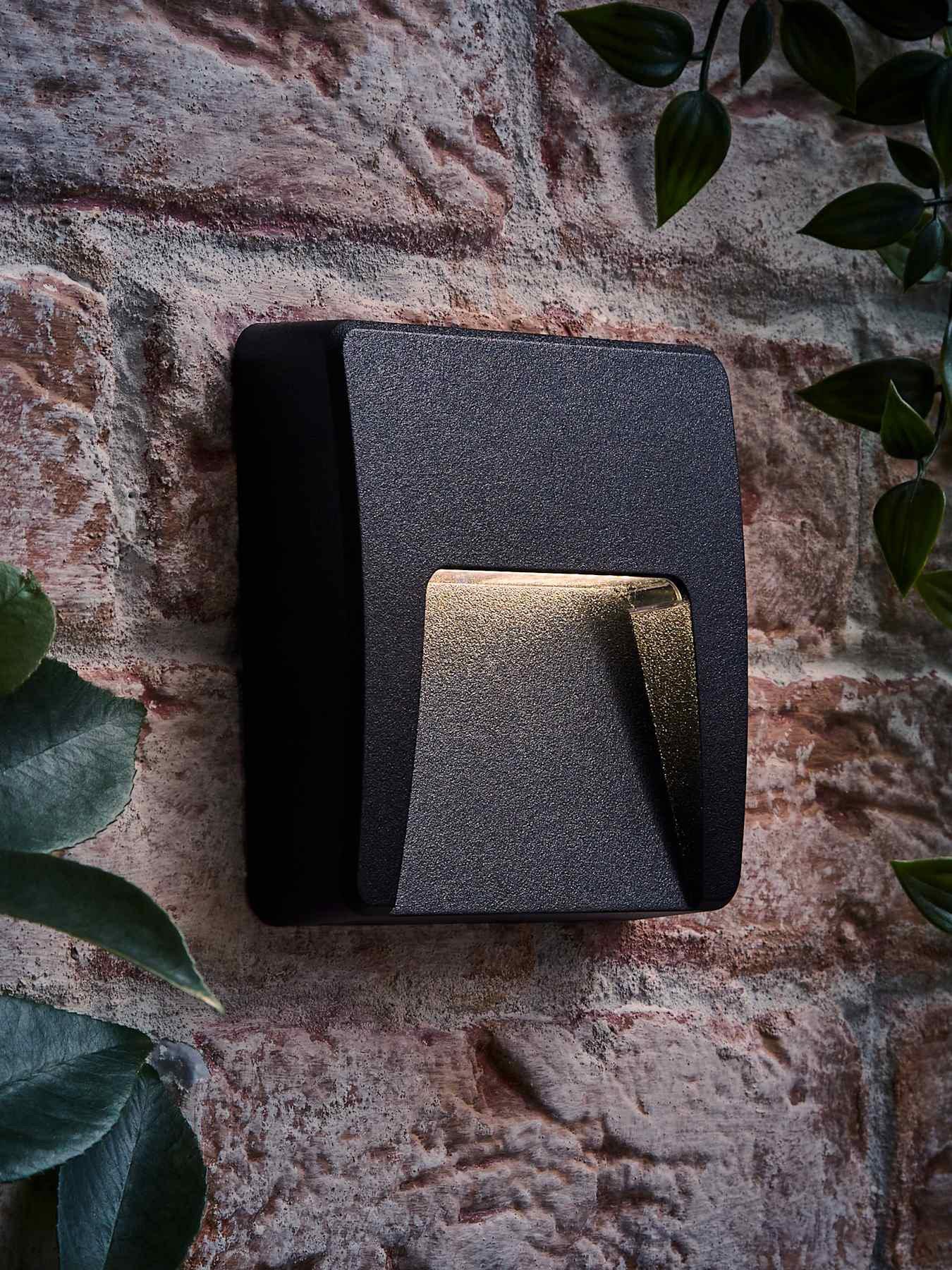  image of valuelights-sam-black-square-ip65-integrated-led-outdoor-wall-light