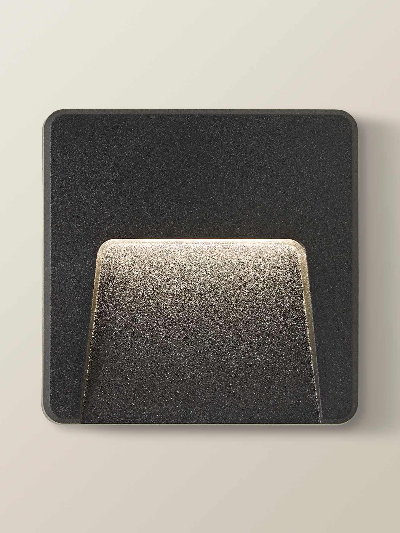 ValueLights Sam Black Square IP65 Integrated LED Outdoor Wall Light ...