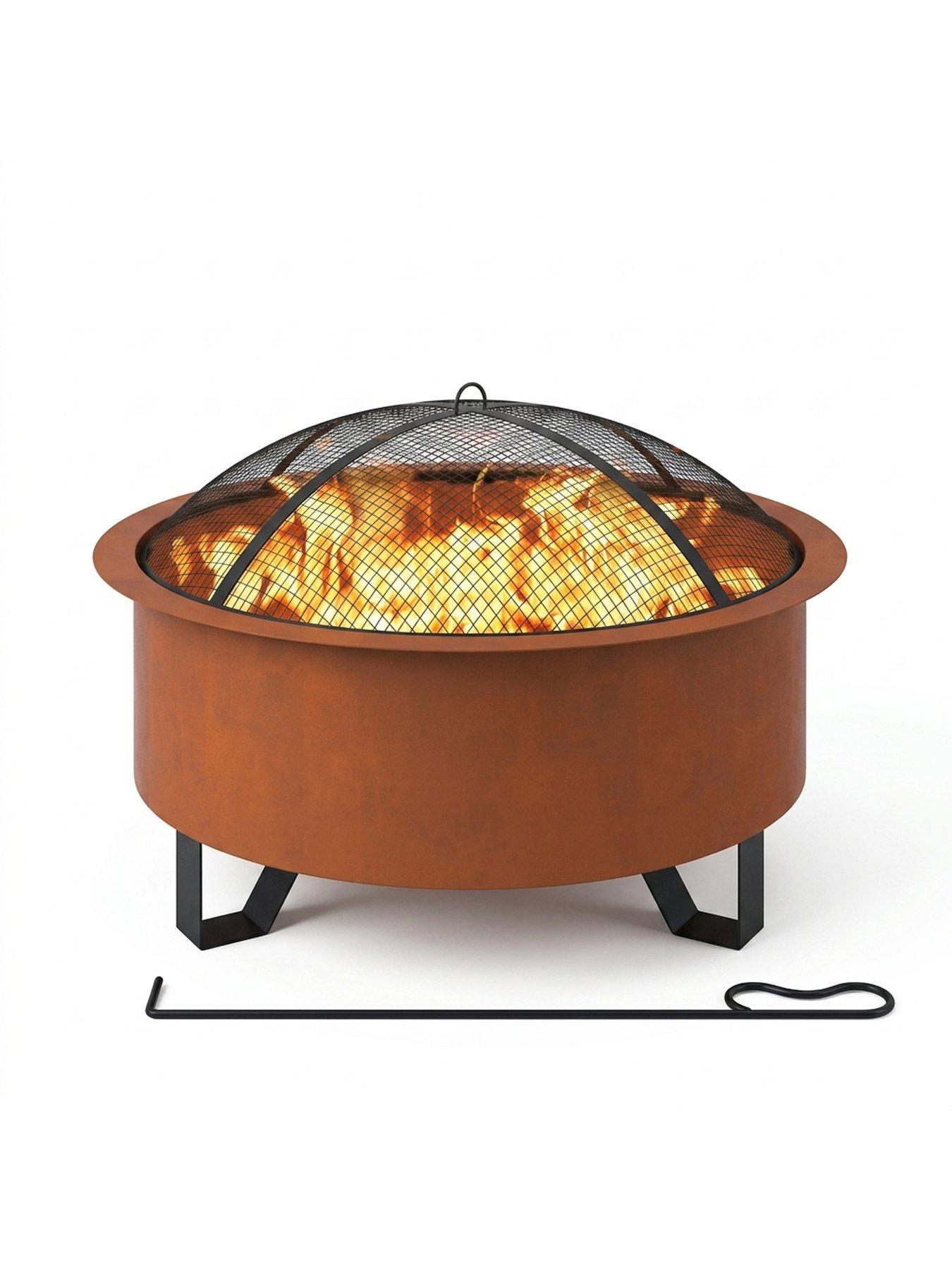 Teamson Home 26" Round Wood Burning Fire Pit with Accessories