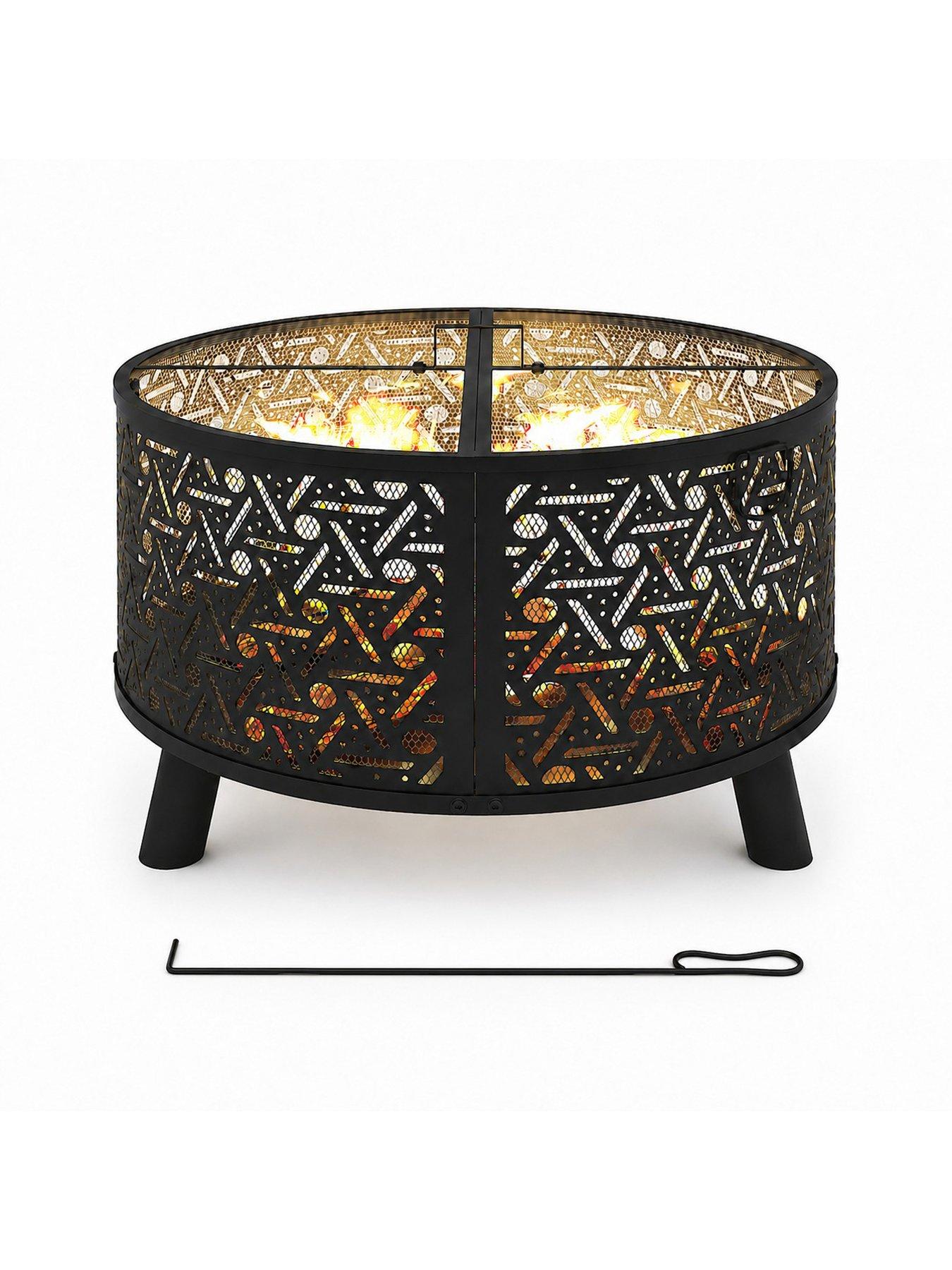 Teamson Home 28" Round Wood Burning Fire Pit- Black