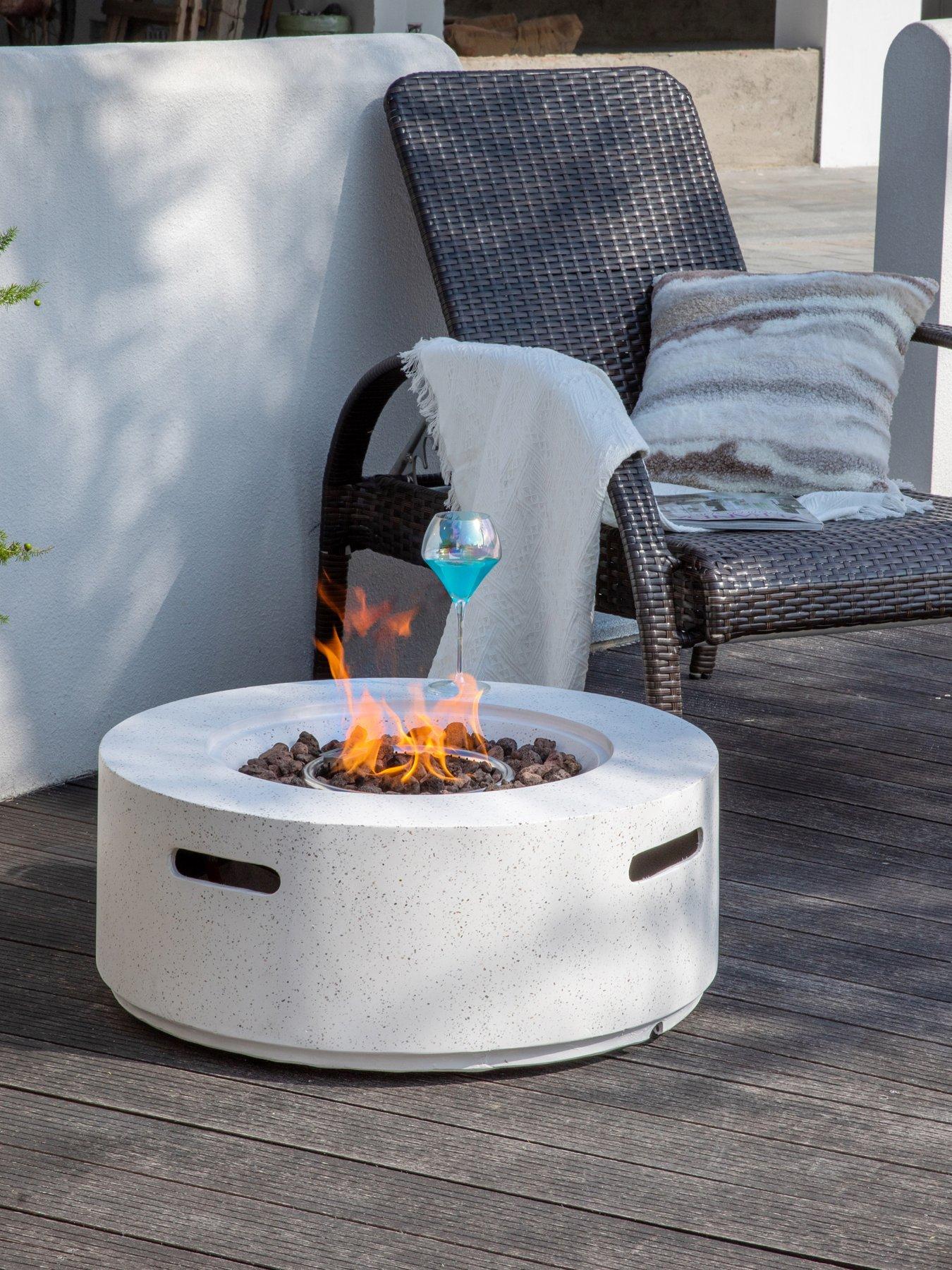 Teamson Home 28" Round Terrazo Gas Fire Pit- Ivory