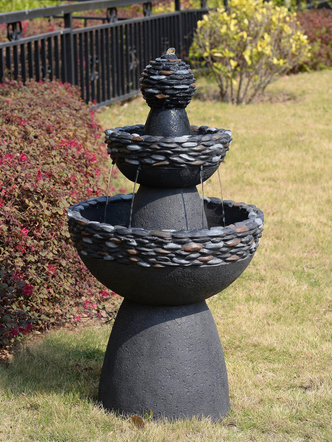 Teamson Home 36.5" Three-Tier Stone Pedestal Water Fountain