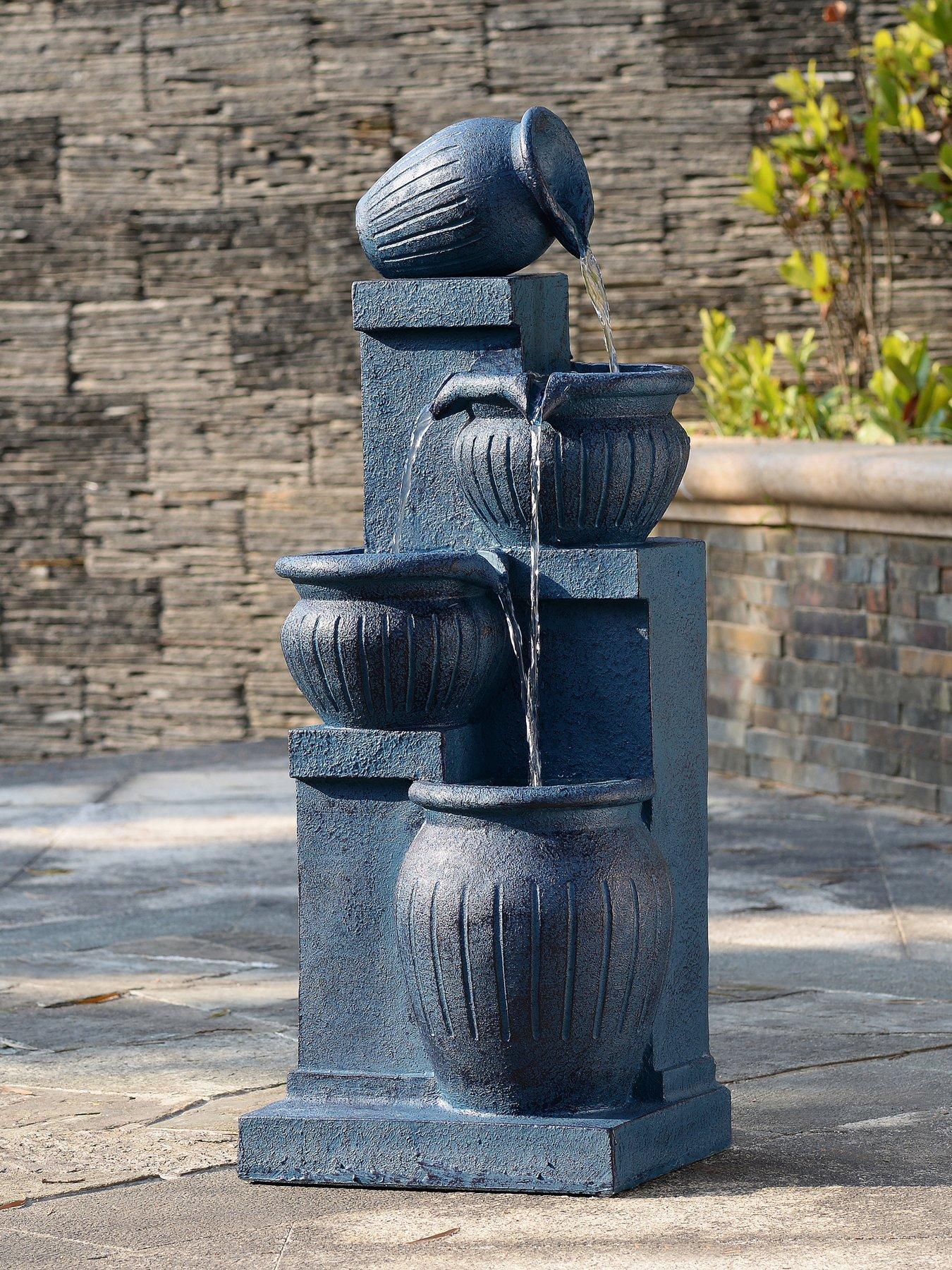 Teamson Home 28.5 Four-Tier Vertical Texture Cascading Bowl Fountain