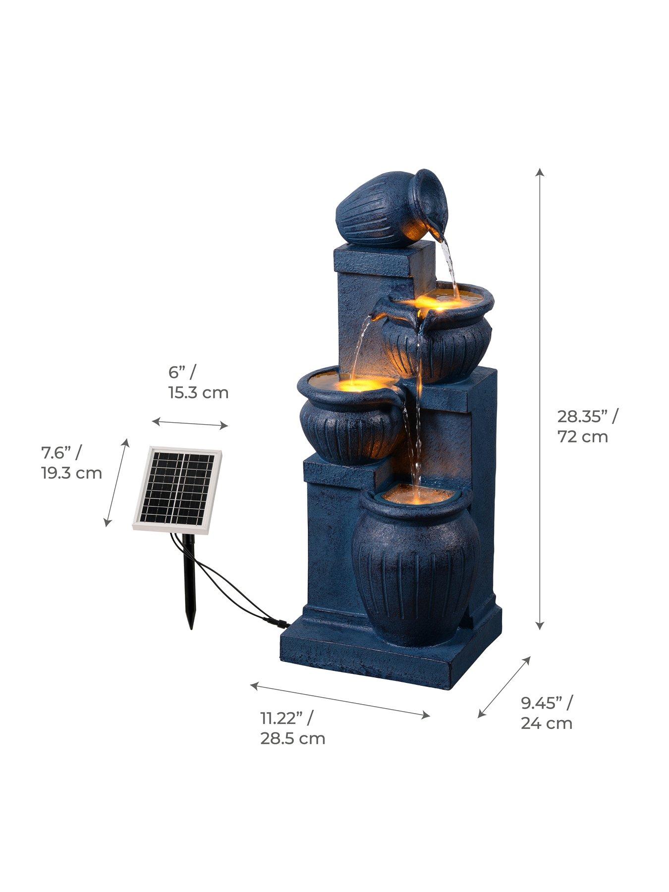 Image 4 of 7 of Teamson Home 28.5 Four-Tier Vertical Texture Cascading Bowl Fountain